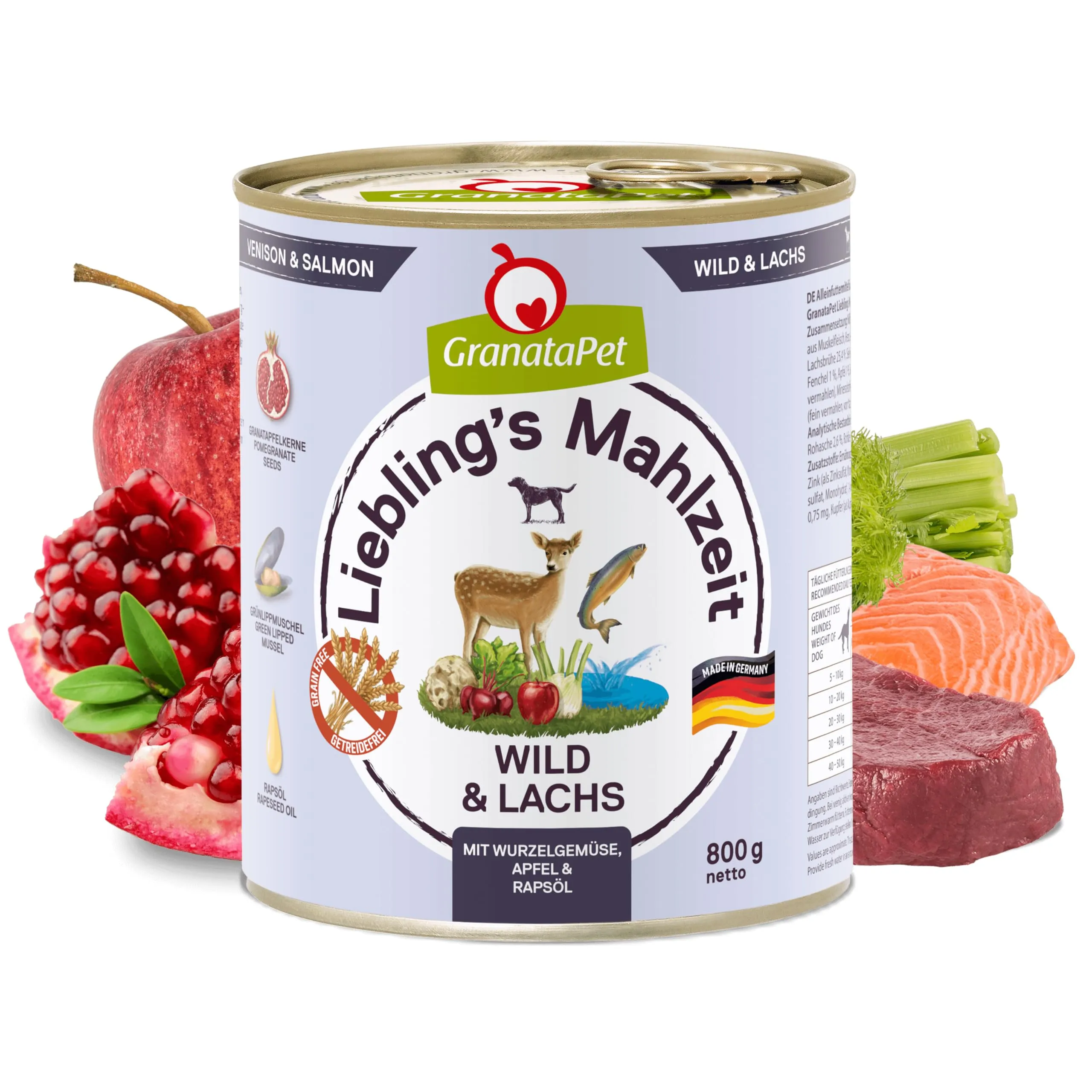 GranataPet Liebling's Mahlzeit Selvaggina & Salmone, 6 x 800g - immagine 2