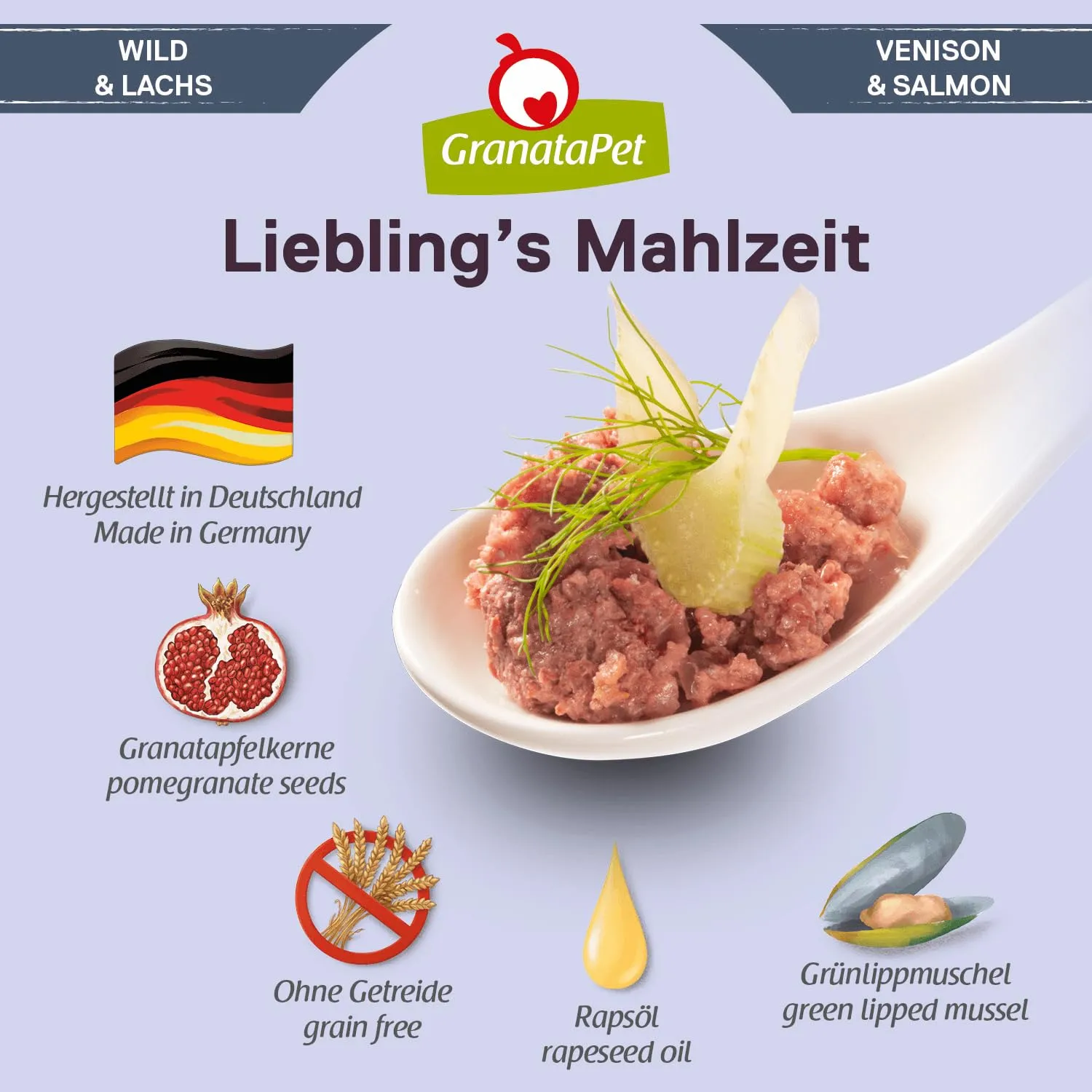 GranataPet Liebling's Mahlzeit Selvaggina & Salmone, 6 x 800g - immagine 5