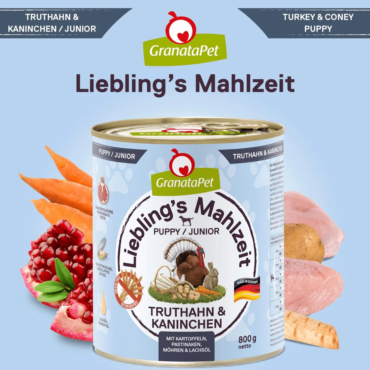 GranataPet Liebling's Mahlzeit Tacchino & Coniglio Junior, 6 x 800g - immagine 4