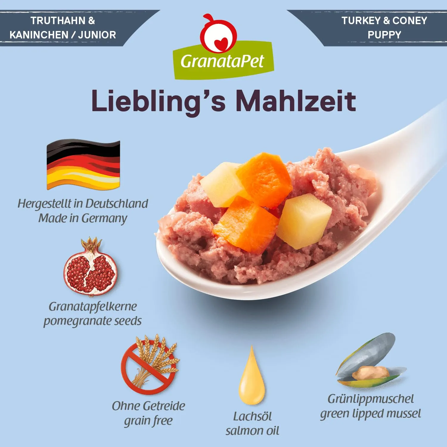 GranataPet Liebling's Mahlzeit Tacchino & Coniglio Junior, 6 x 800g - immagine 5