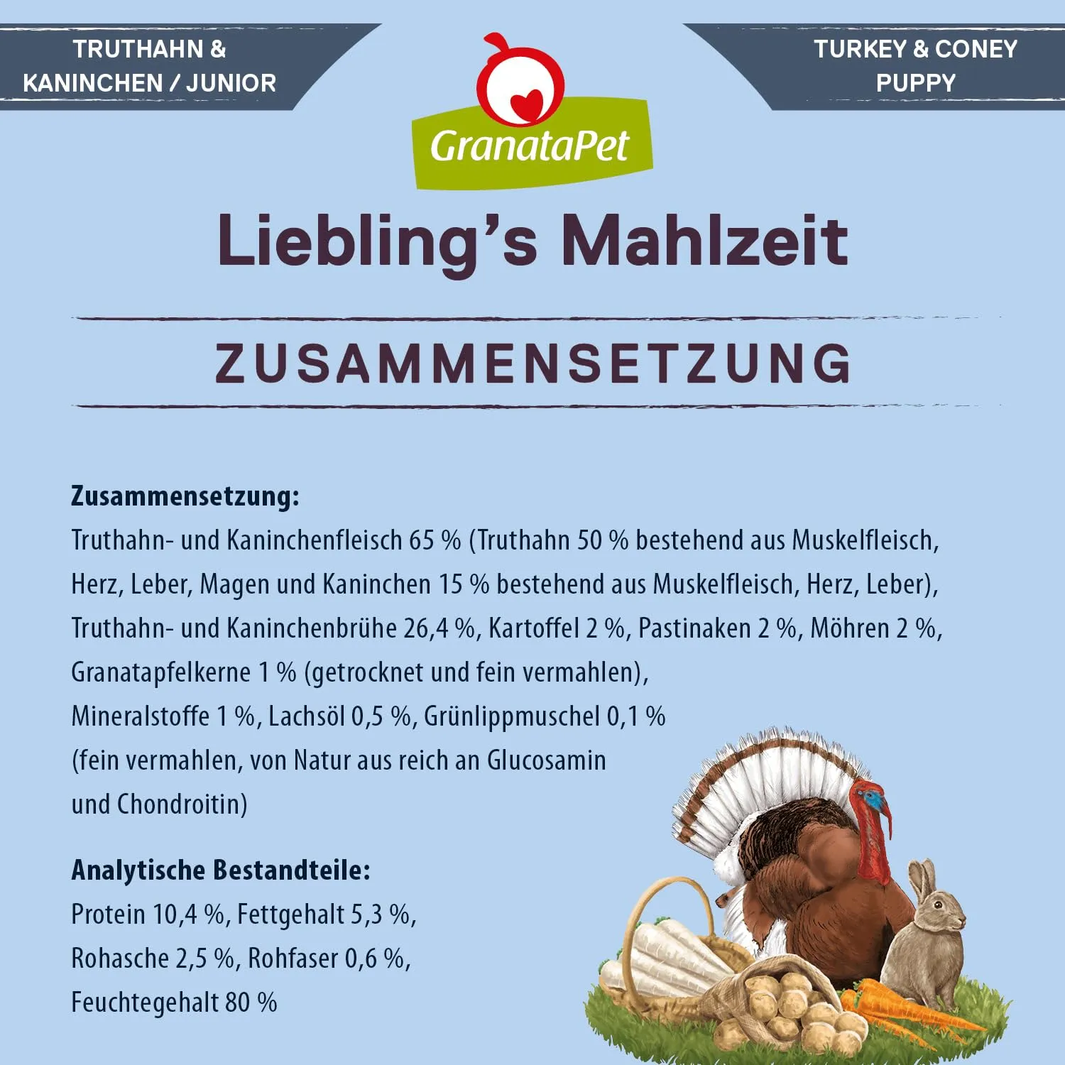GranataPet Liebling's Mahlzeit Tacchino & Coniglio Junior, 6 x 800g - immagine 6