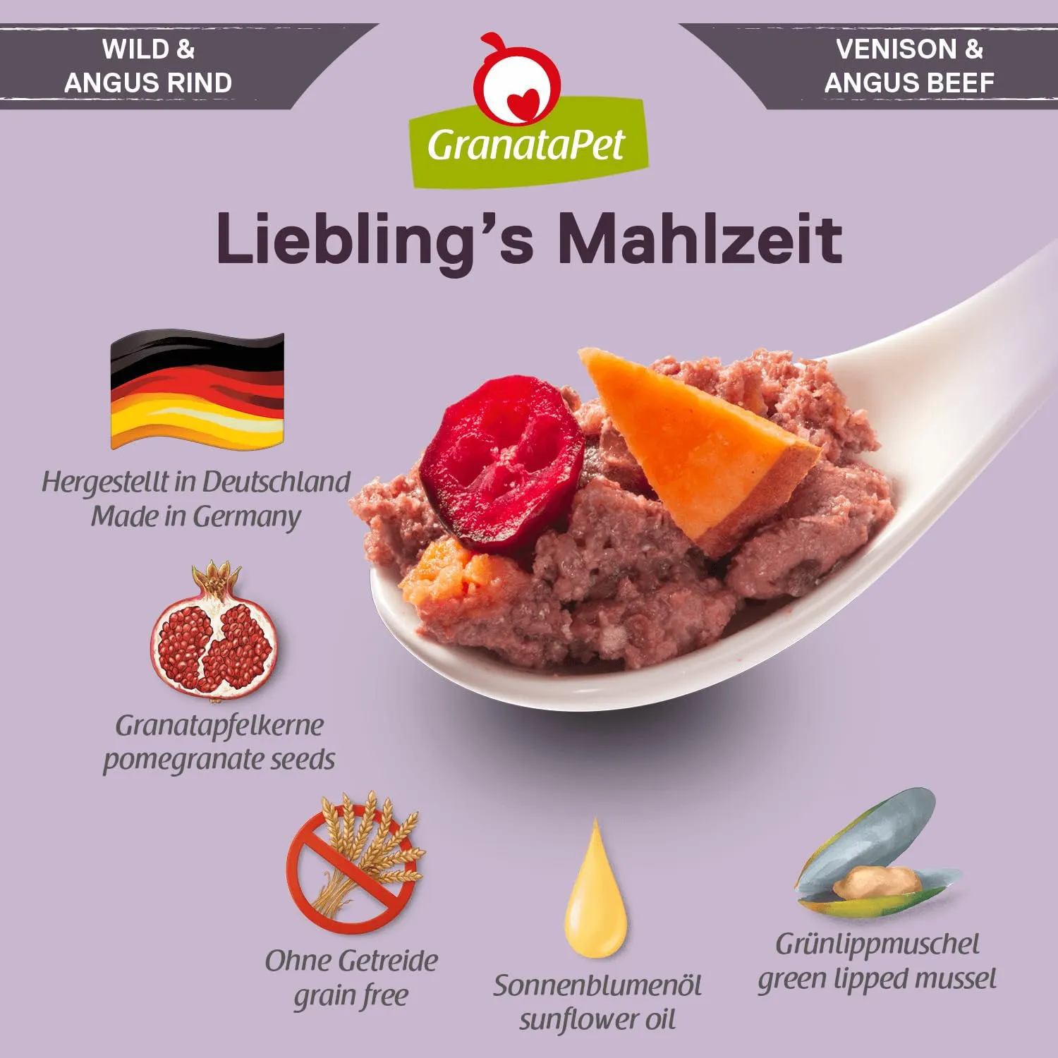GranataPet Liebling's Mahlzeit Selvaggina e Manzo Angus, 6 x 800g - immagine 5