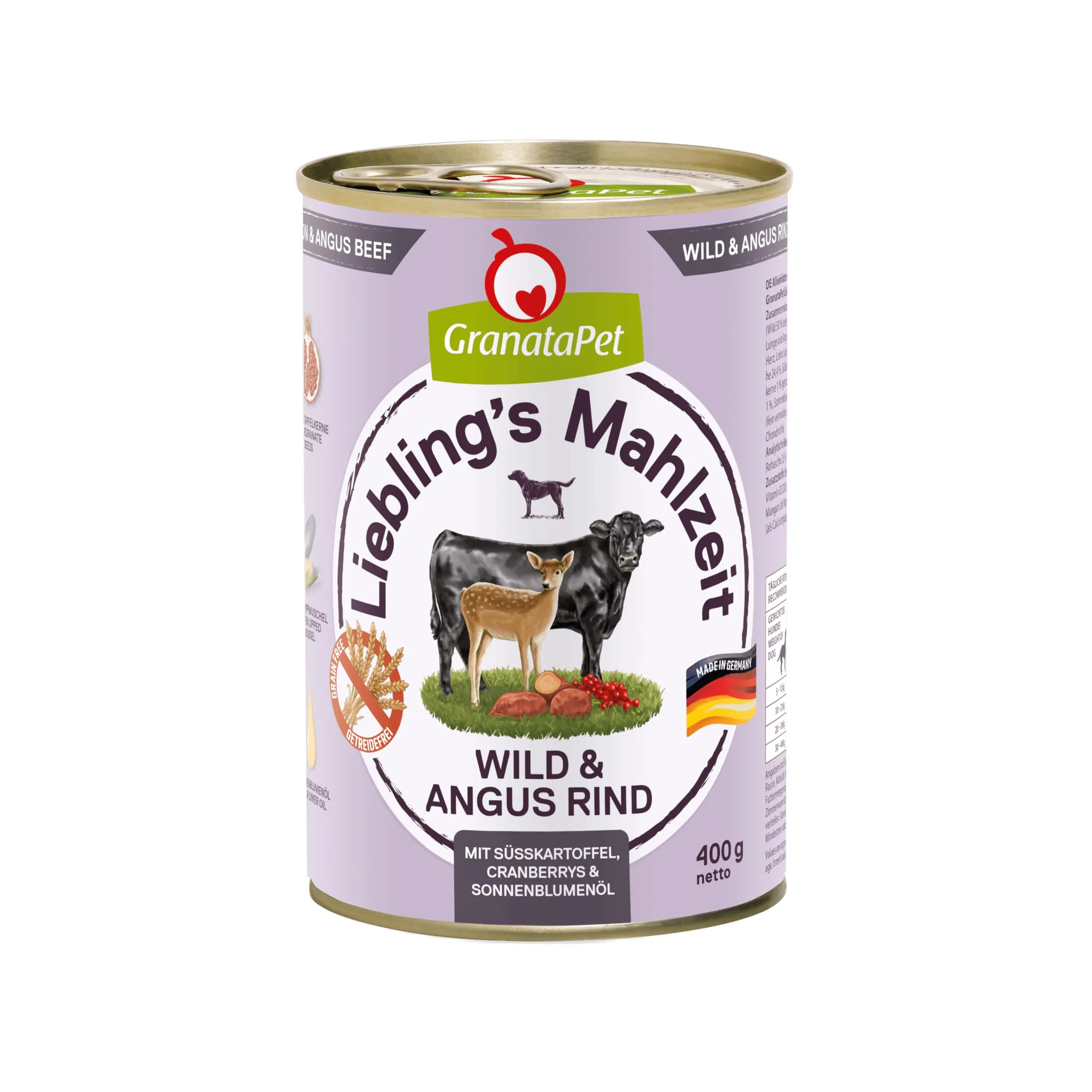 GranataPet Liebling's Mahlzeit Selvaggina e Manzo Angus, 6 x 400g - immagine 1