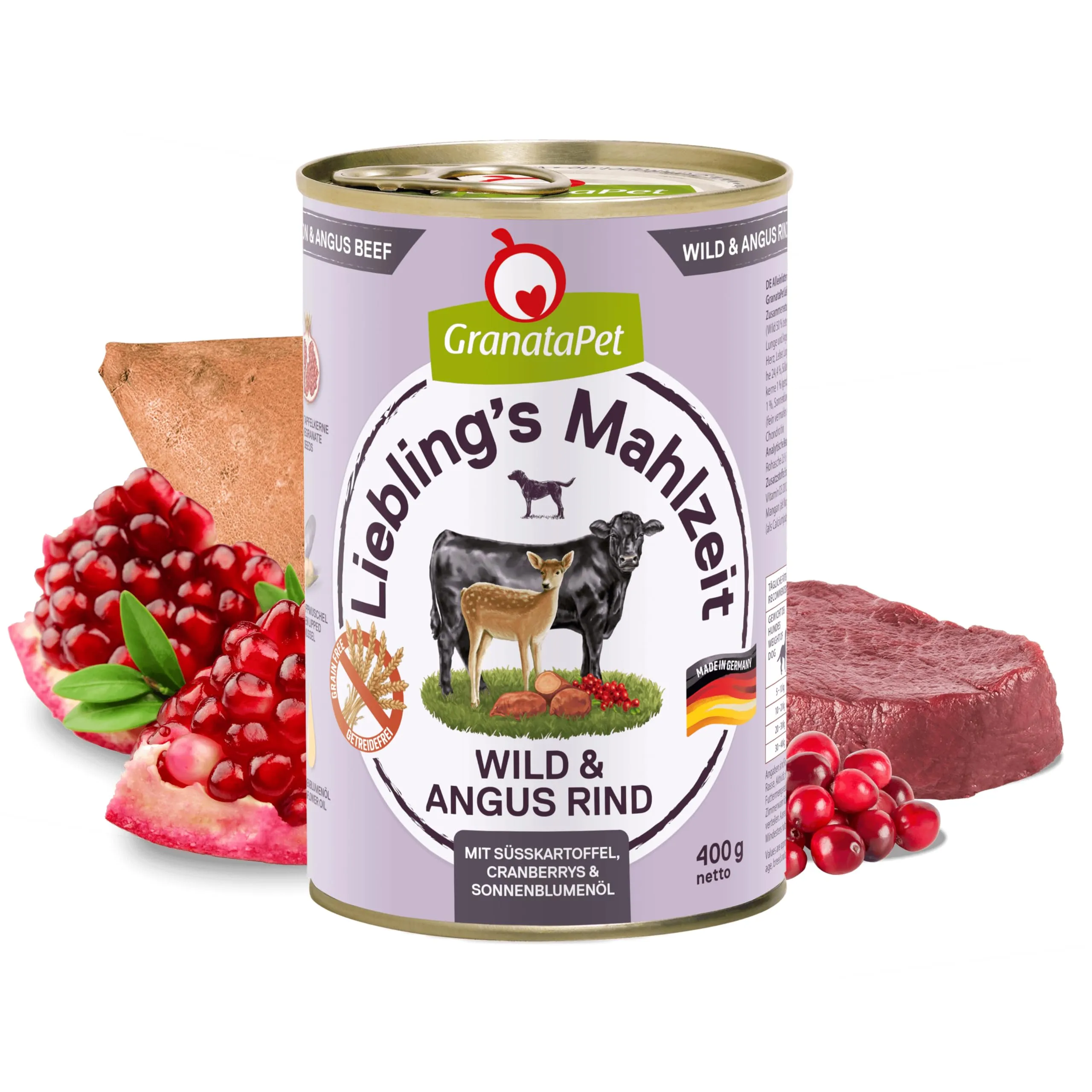 GranataPet Liebling's Mahlzeit Selvaggina e Manzo Angus, 6 x 400g - immagine 2