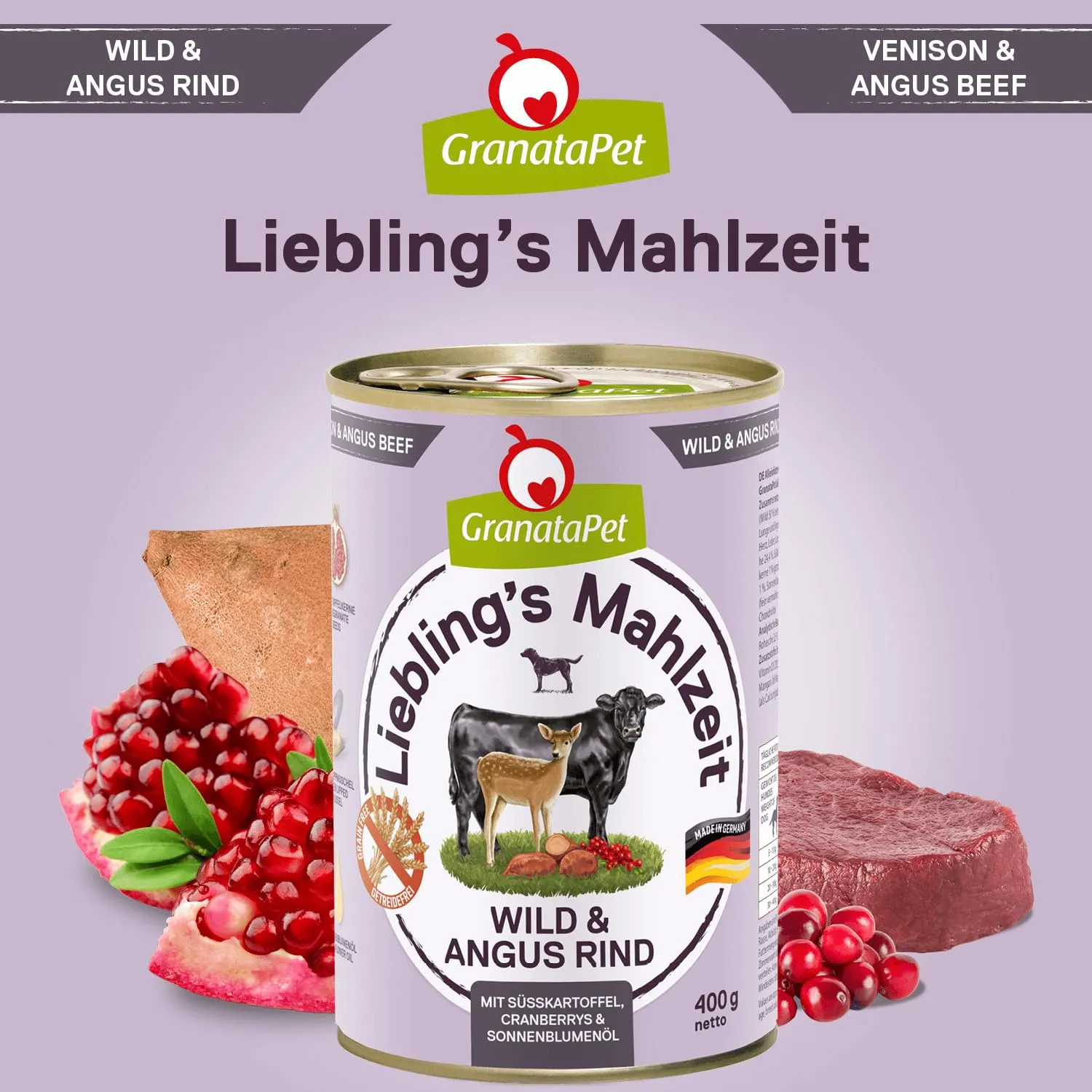 GranataPet Liebling's Mahlzeit Selvaggina e Manzo Angus, 6 x 400g - immagine 4
