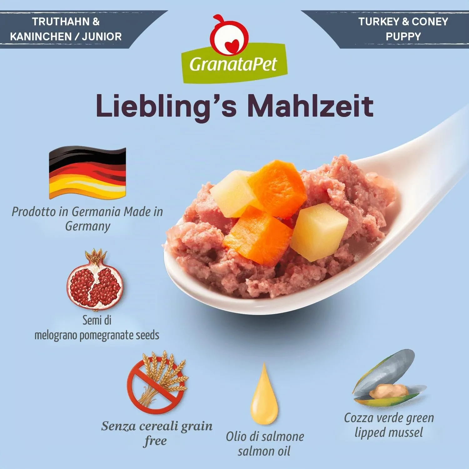 GranataPet Liebling's Mahlzeit Tacchino & Coniglio Junior, 6 x 400 g - immagine 5