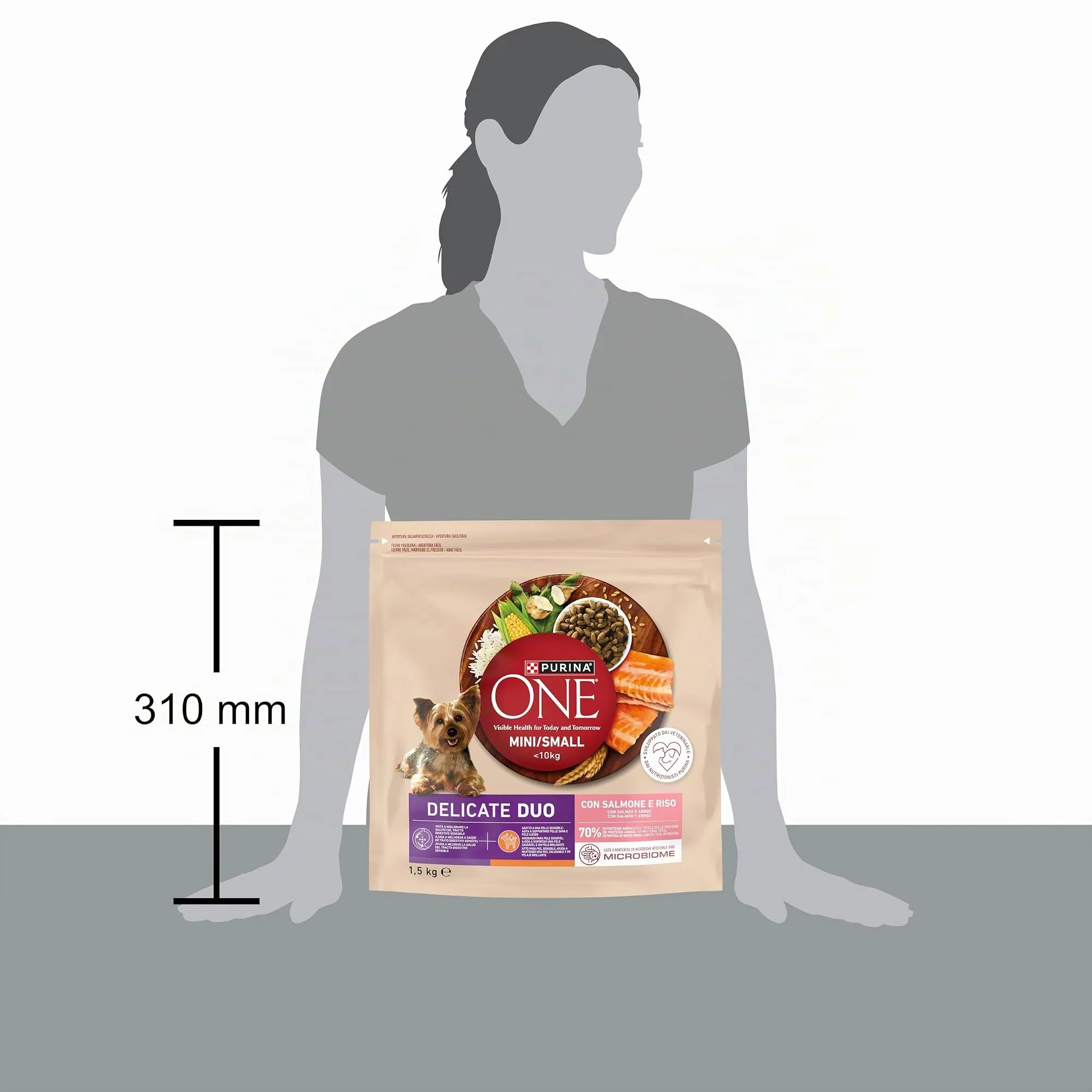 Purina One Mini < 10 kg Crocchette Cane Delicate con Salmone e Riso, 6 x 1,5 kg (9 kg) - immagine 3