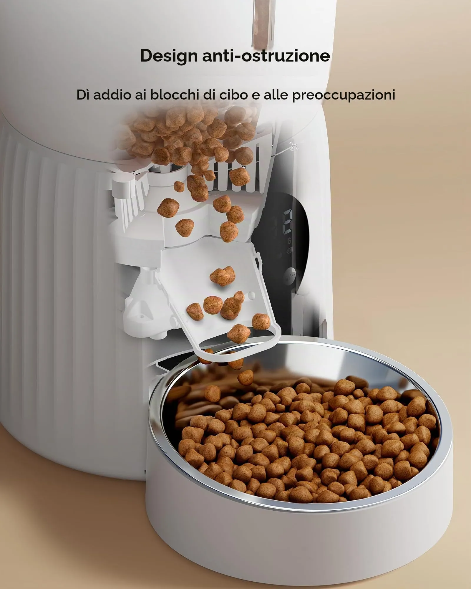 Faroro Distributore Automatico Cibo per Gatti e Cani, 4L, Ciotola in Acciaio Inox, Funzione Timer - immagine 4