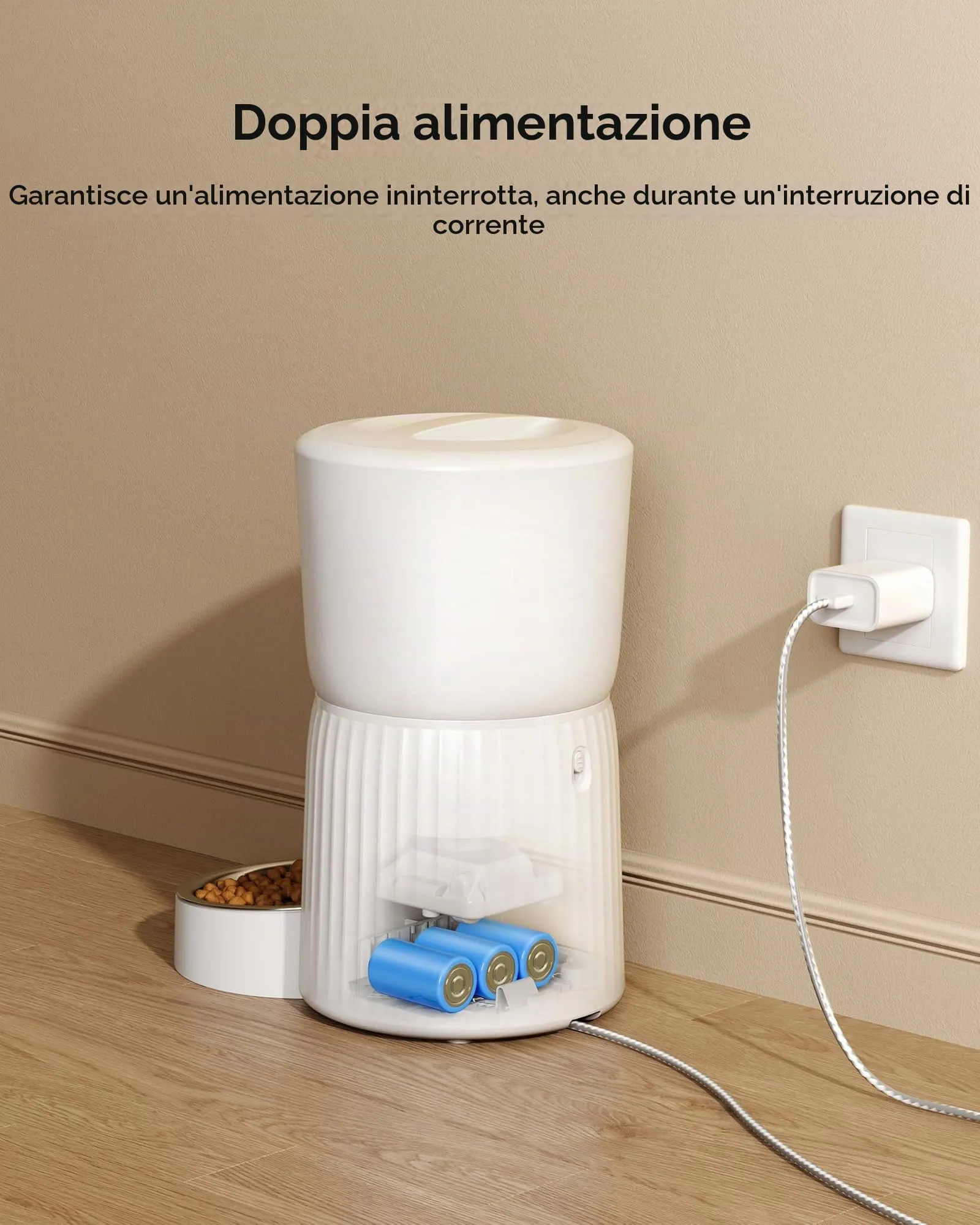 Faroro Distributore Automatico Cibo per Gatti e Cani, 4L, Ciotola in Acciaio Inox, Funzione Timer - immagine 5