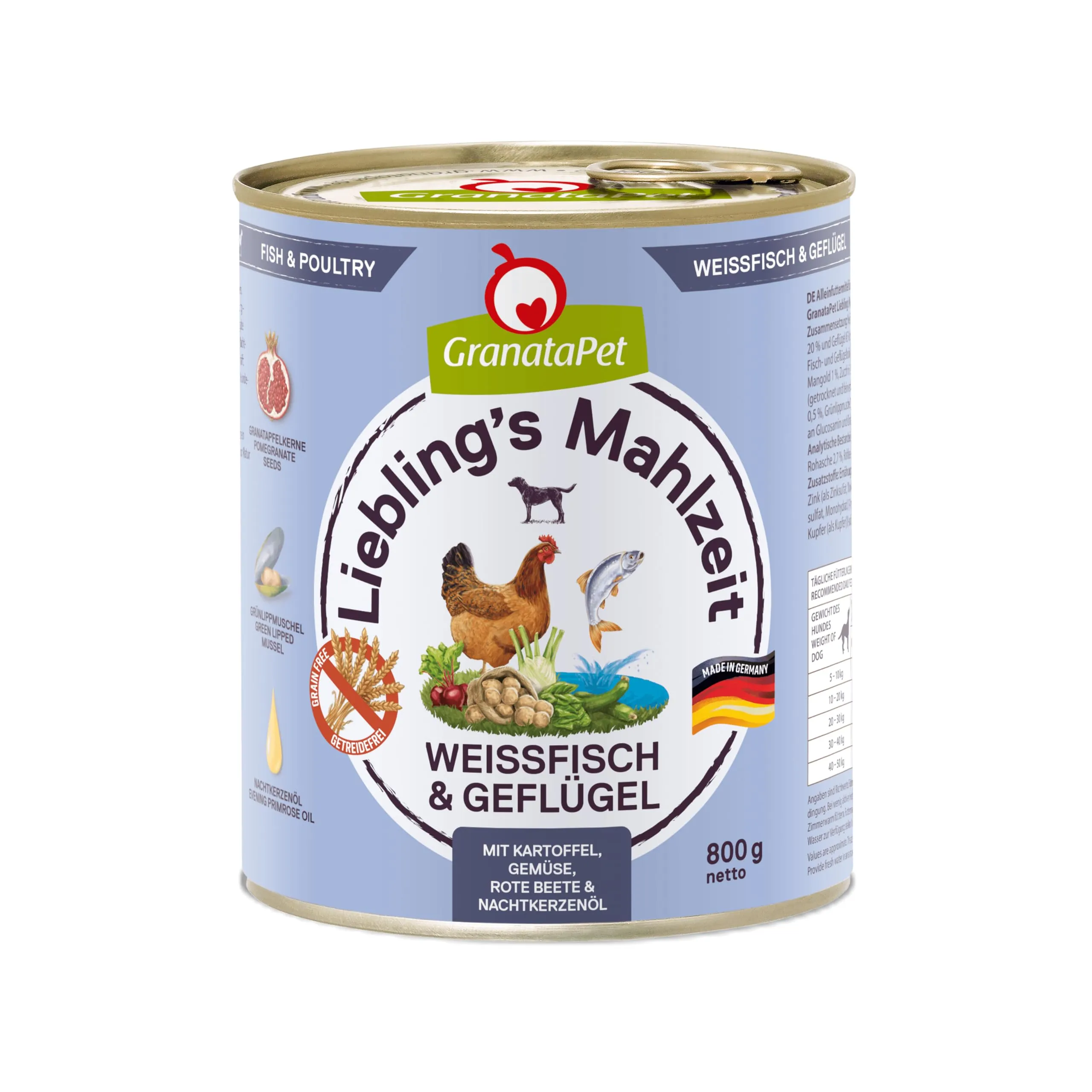 GranataPet Liebling's Mahlzeit Pesce Bianco & Pollame, 6 x 800g - immagine 1