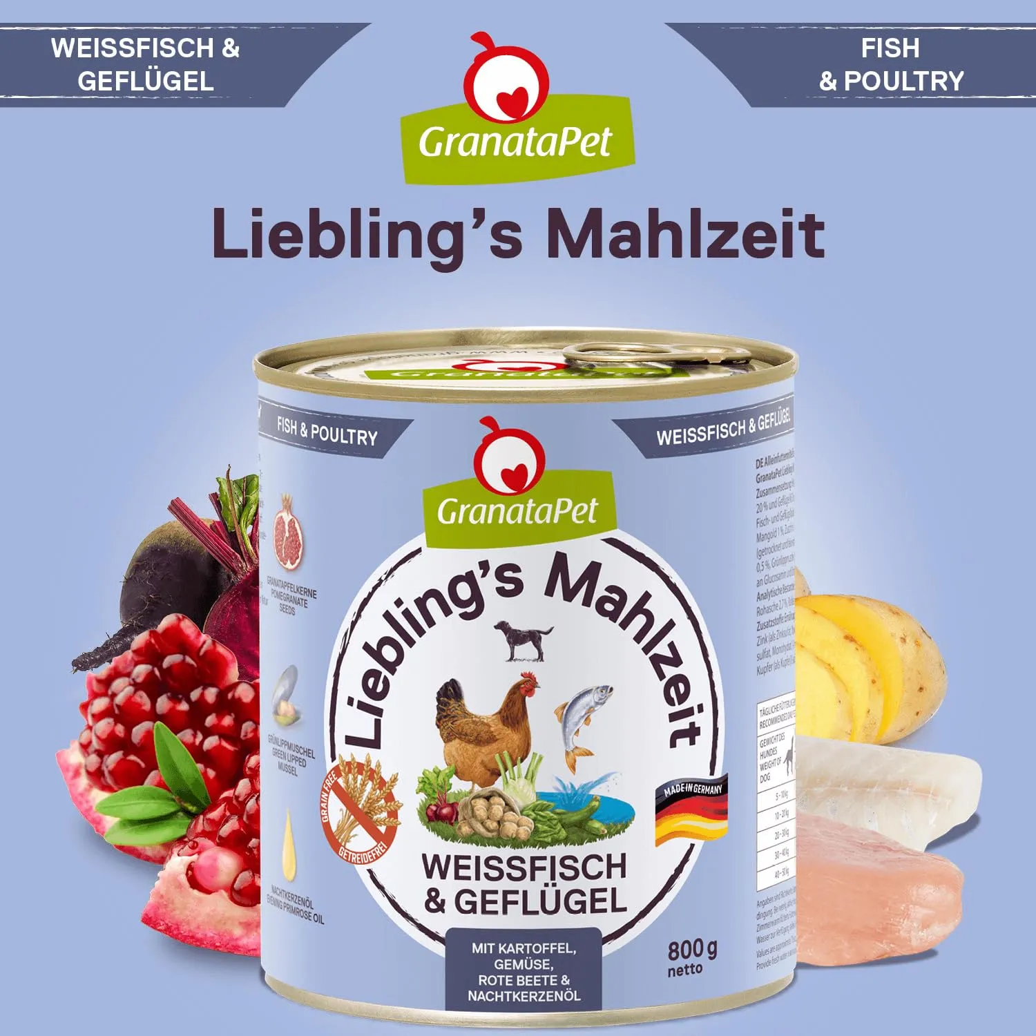 GranataPet Liebling's Mahlzeit Pesce Bianco & Pollame, 6 x 800g - immagine 4