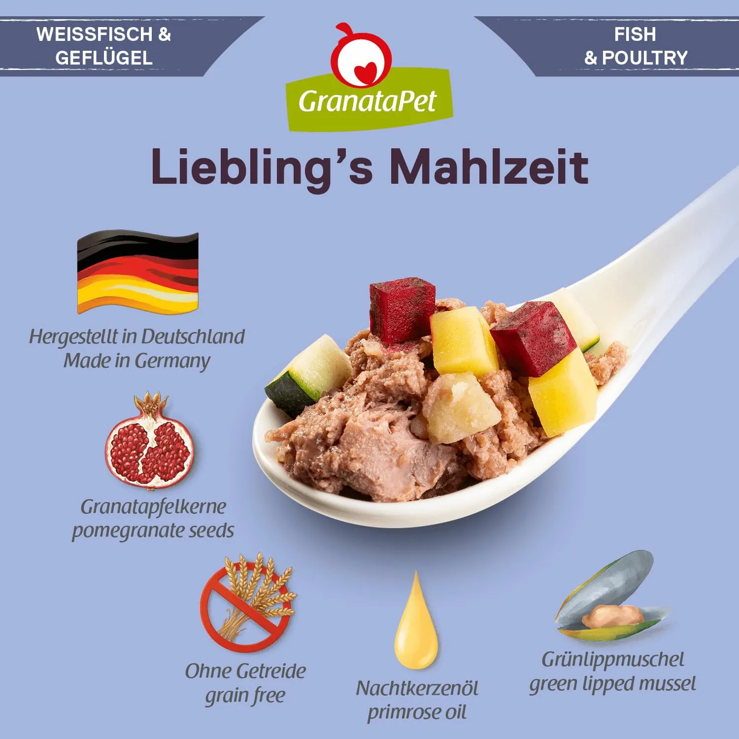 GranataPet Liebling's Mahlzeit Pesce Bianco & Pollame, 6 x 800g - immagine 5