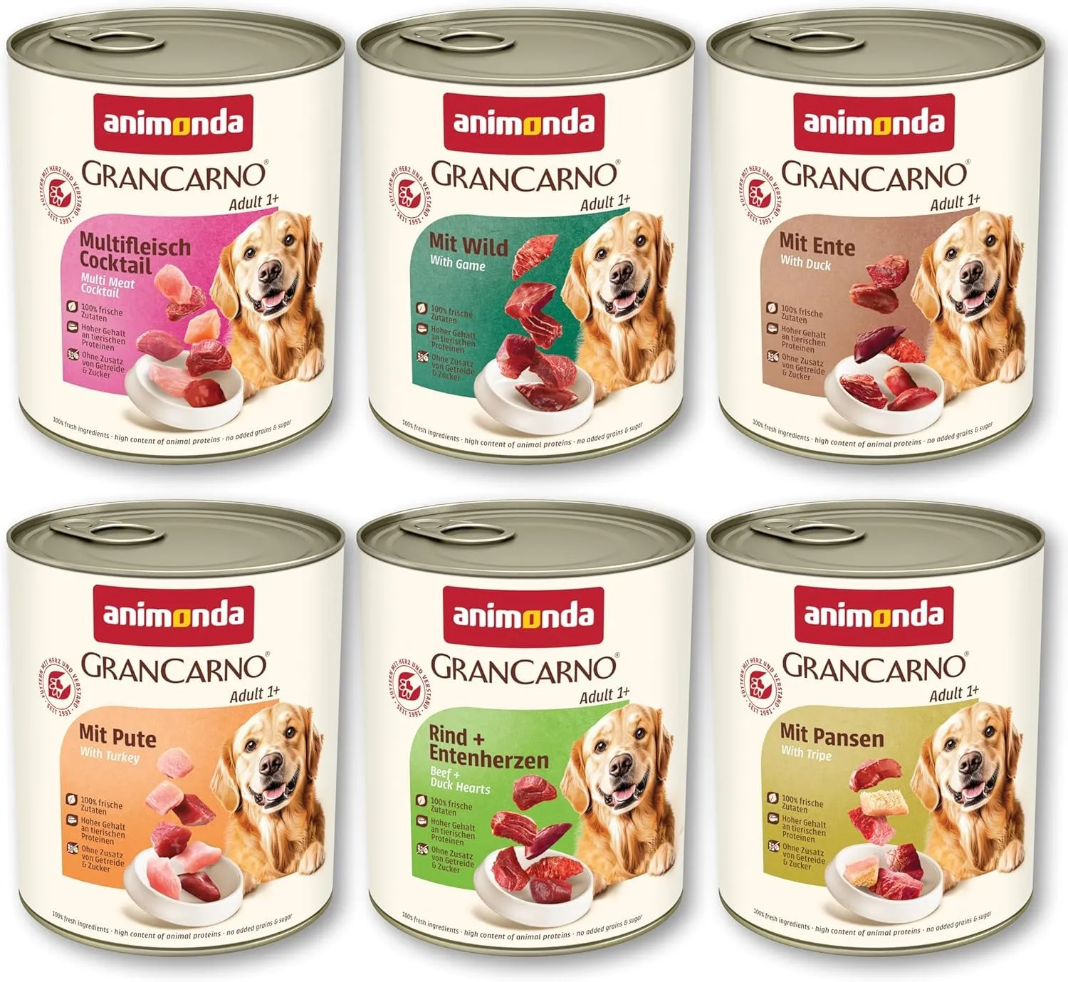 animonda GranCarno Cibo umido per cani adulti, 800 g (Confezione da 6) - immagine 1