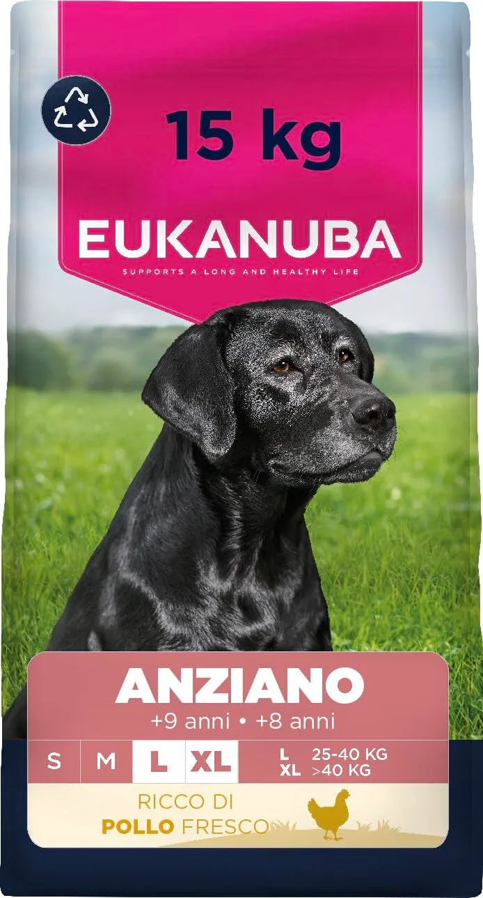 Eukanuba Crocchette per cani anziani taglia grande con pollo fresco, 15 kg - immagine 1
