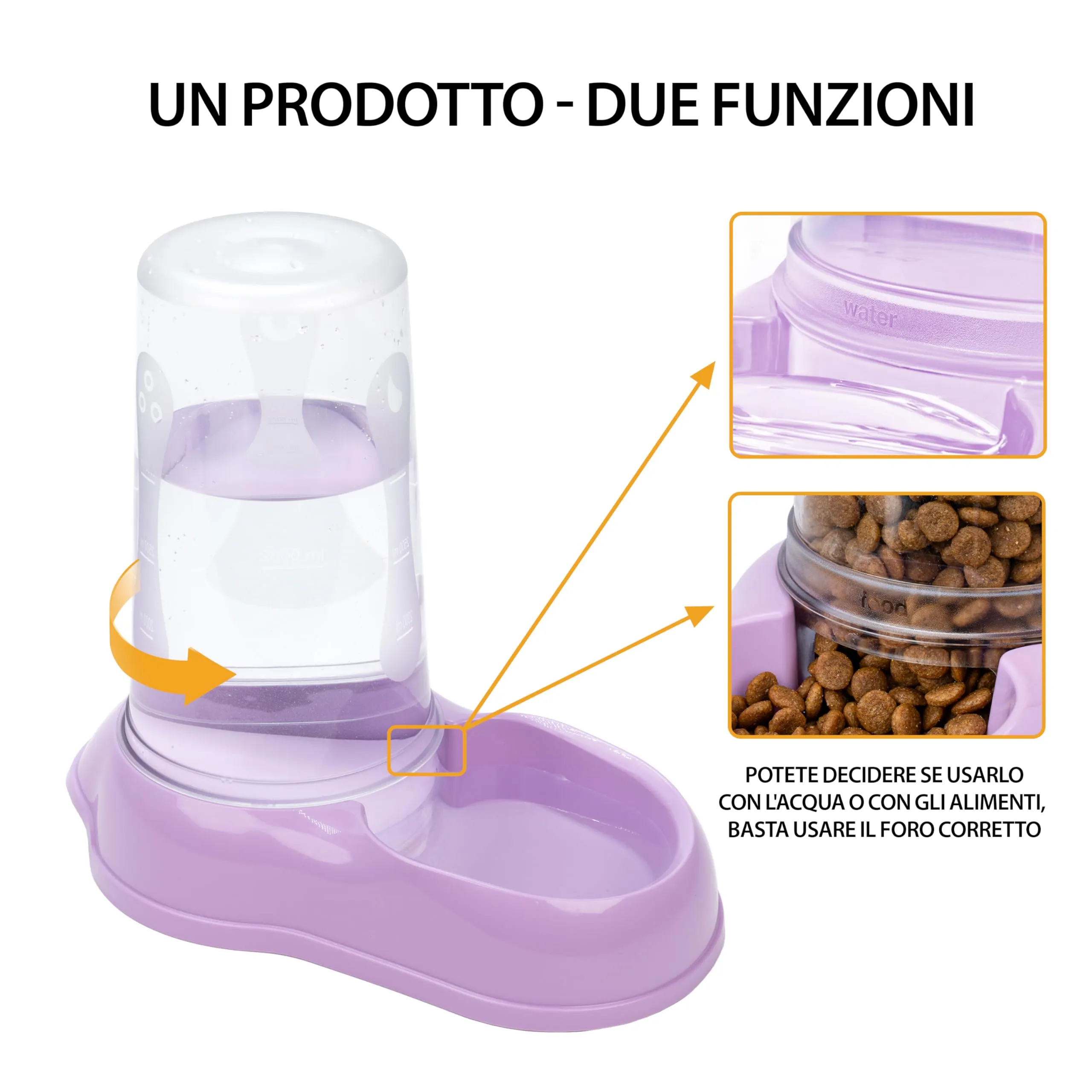 Ferplast Azimut Distributore di Acqua e Cibo per Cani e Gatti, 3L, Lilla - immagine 6