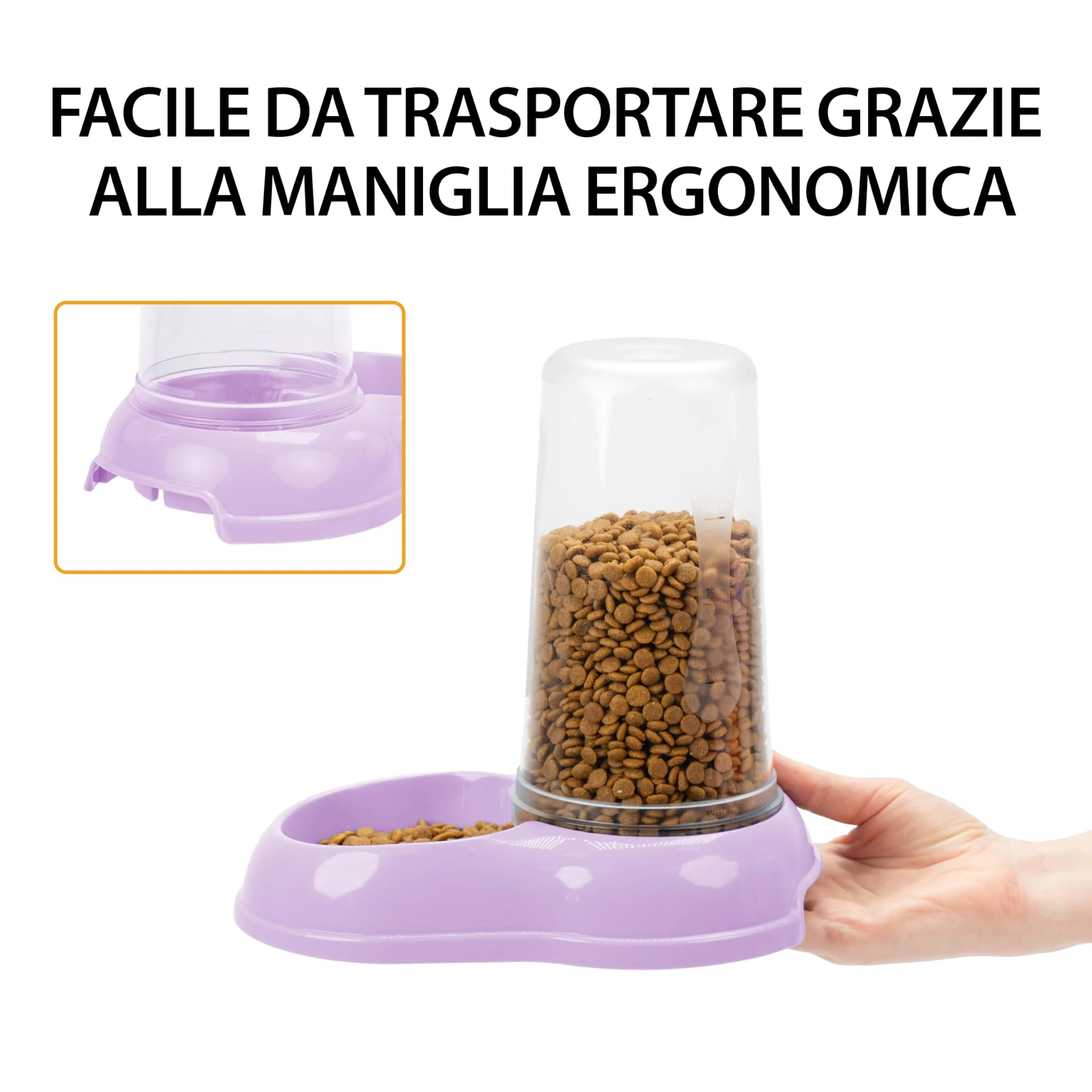 Ferplast Azimut Distributore di Acqua e Cibo per Cani e Gatti, 3L, Lilla - immagine 8