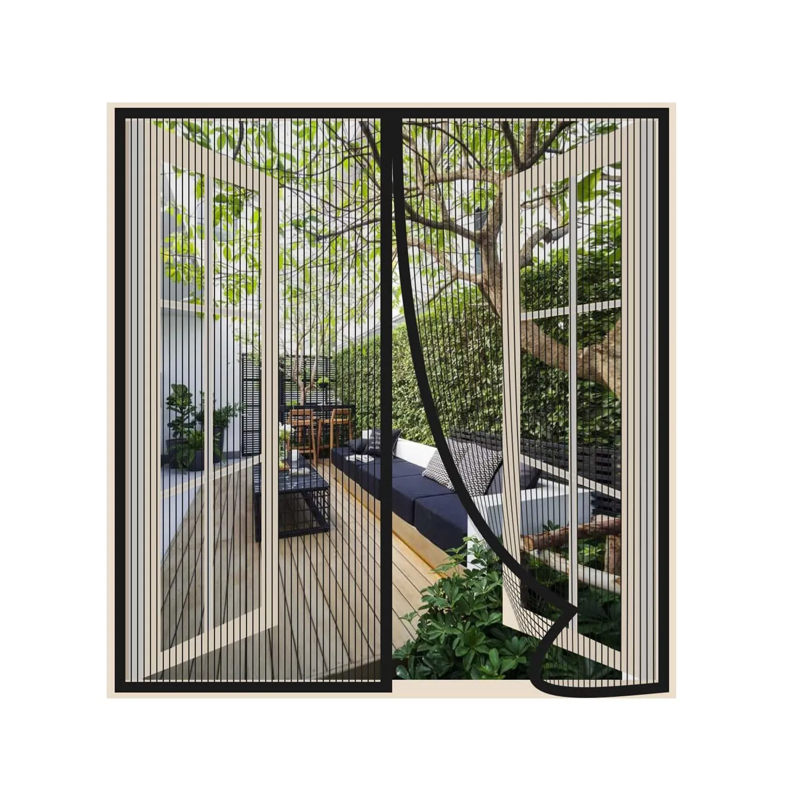Risareyi Zanzariera Magnetica Porta Finestra 130x100cm, Nero, Rete Fine - immagine 1