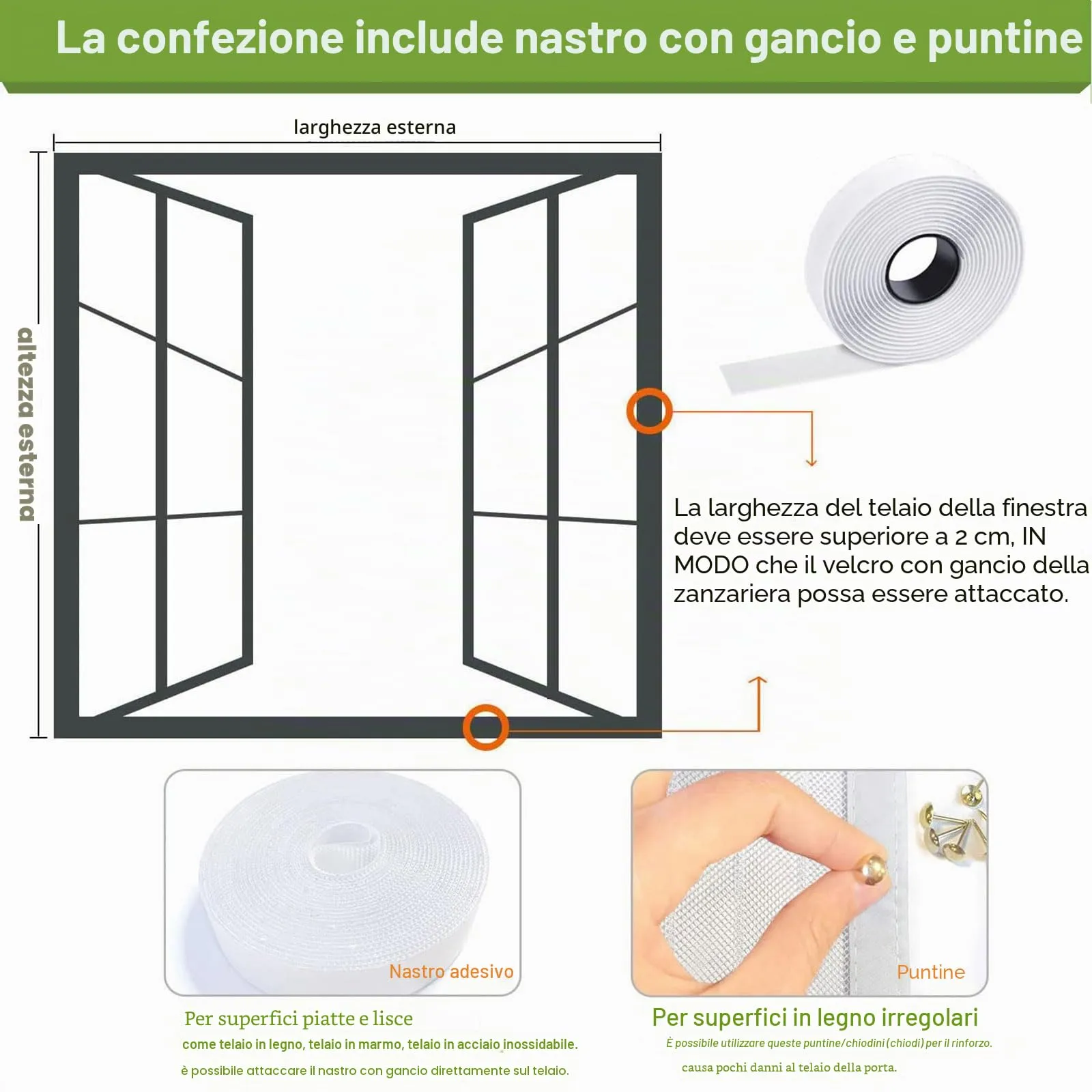 Risareyi Zanzariera Magnetica Porta Finestra 80x145cm, Bianco, Rete Fine - immagine 4