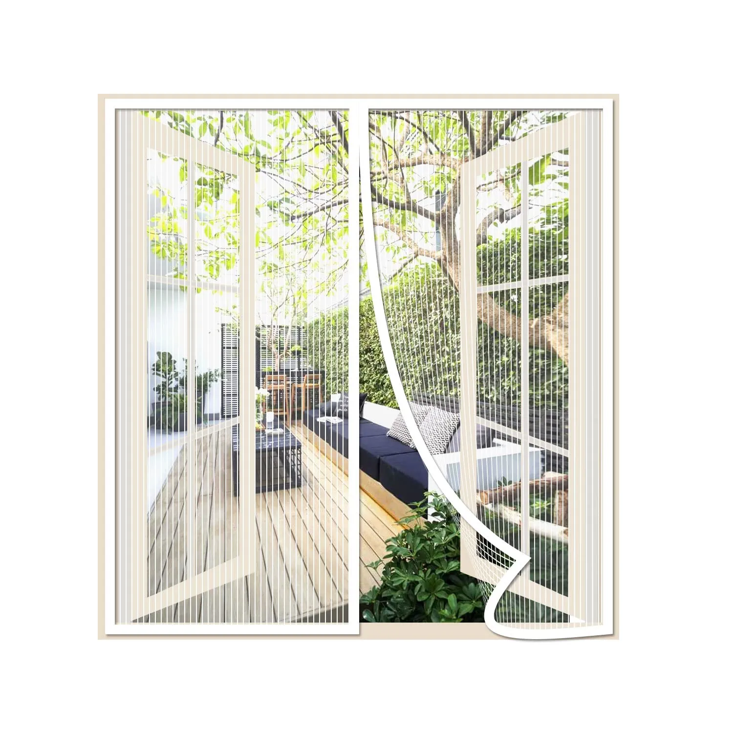 Risareyi Zanzariera Magnetica Porta Finestra 150x120cm, Bianco, Rete Fine - immagine 1