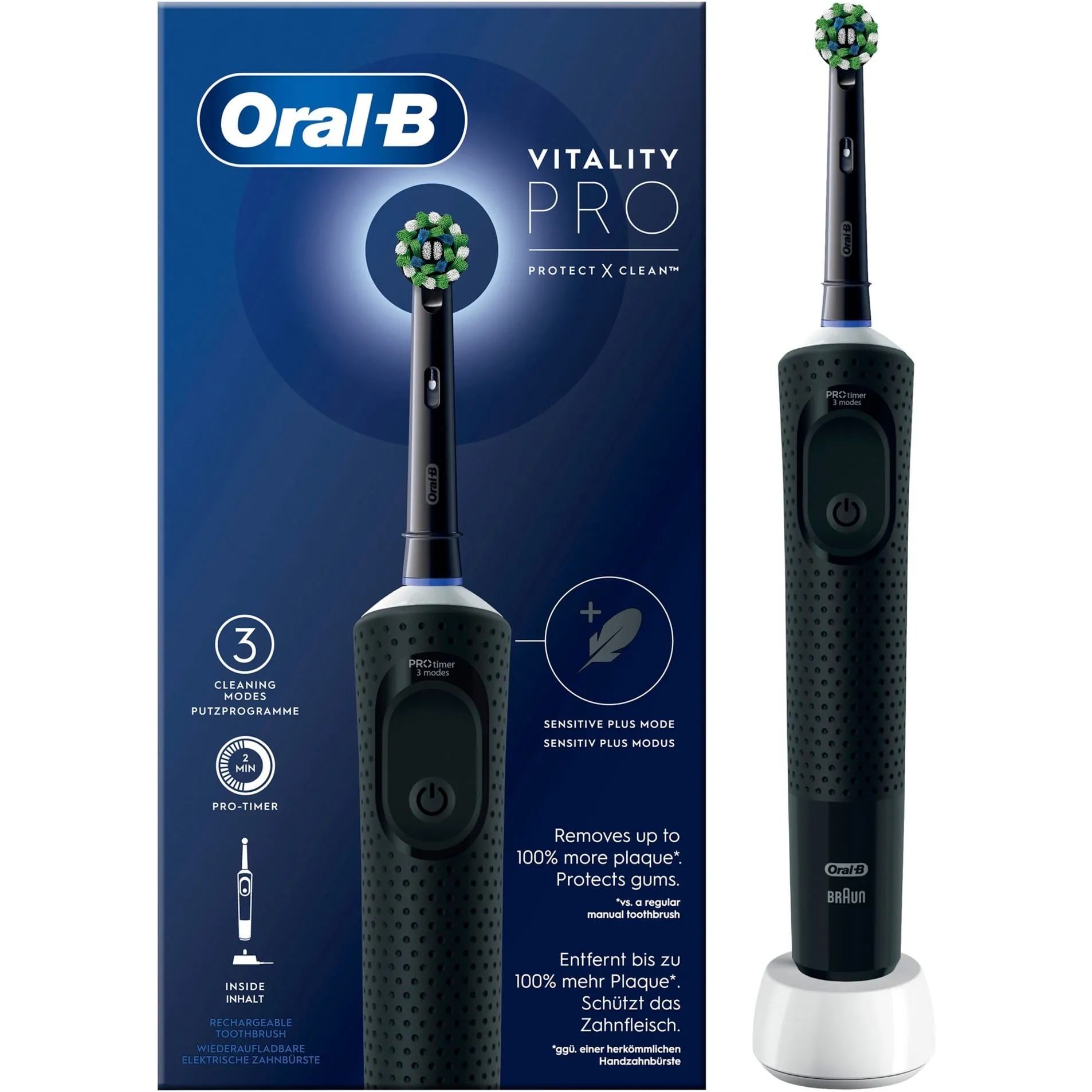 Oral-B Vitality Pro Spazzolino Elettrico, Nero, 1 Testina - immagine 1