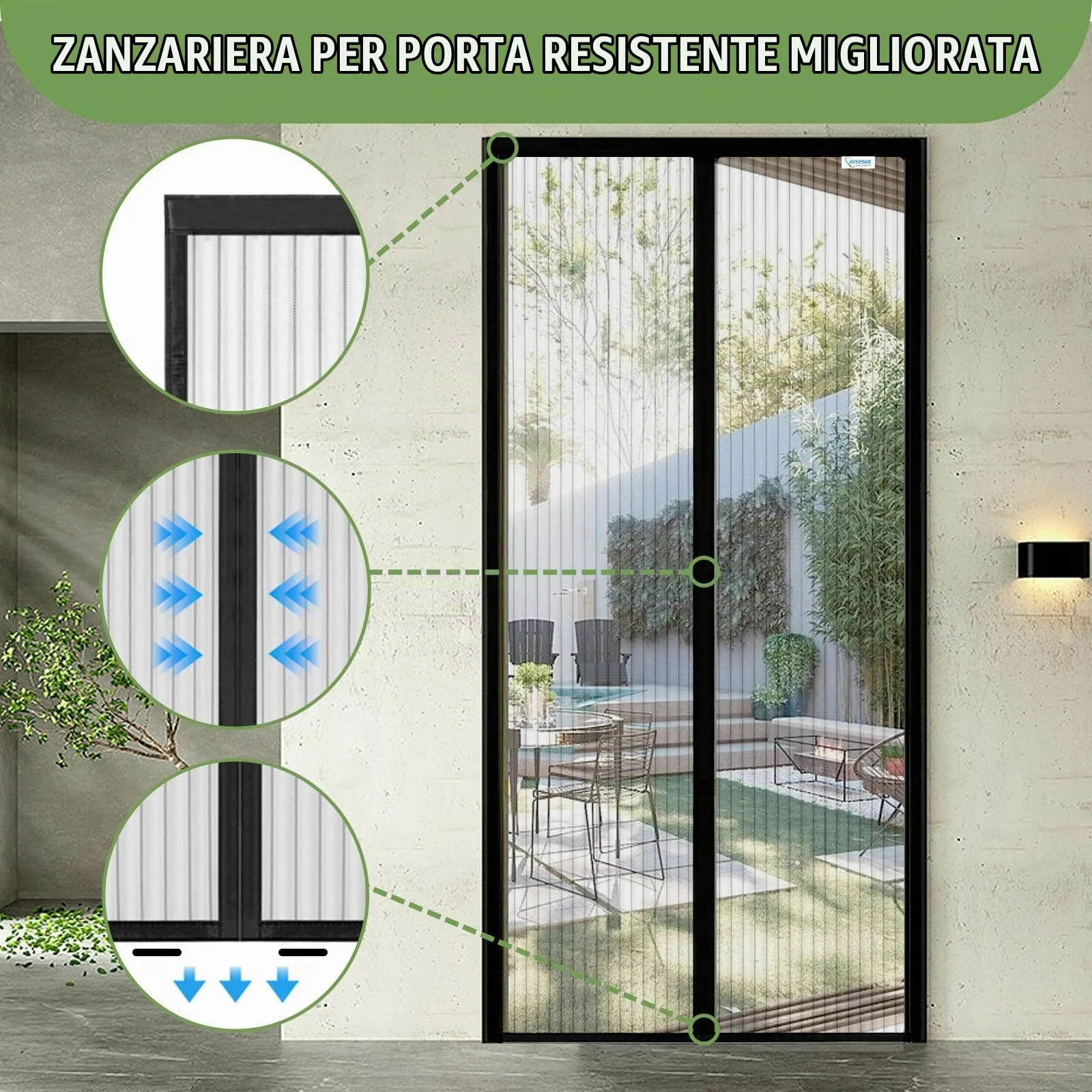 Meet Beauty Zanzariera Magnetica per Porte e Finestre, 125 x 210 cm, Nero - immagine 6