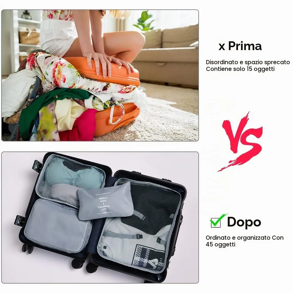 OSDUE Cubi da imballaggio per valigia, set di 8 pezzi organizer da viaggio per vestiti, scarpe e cosmetici - immagine 4