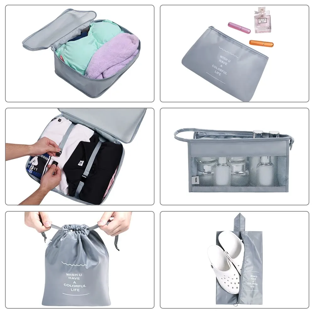 OSDUE Cubi da imballaggio per valigia, set di 8 pezzi organizer da viaggio per vestiti, scarpe e cosmetici - immagine 5