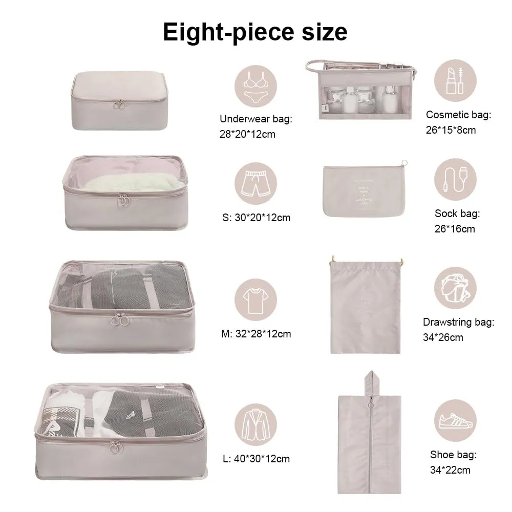 OSDUE Organizer Valigia, Set 8 Pezzi Packing Cubes per Viaggio e Zaino - immagine 2