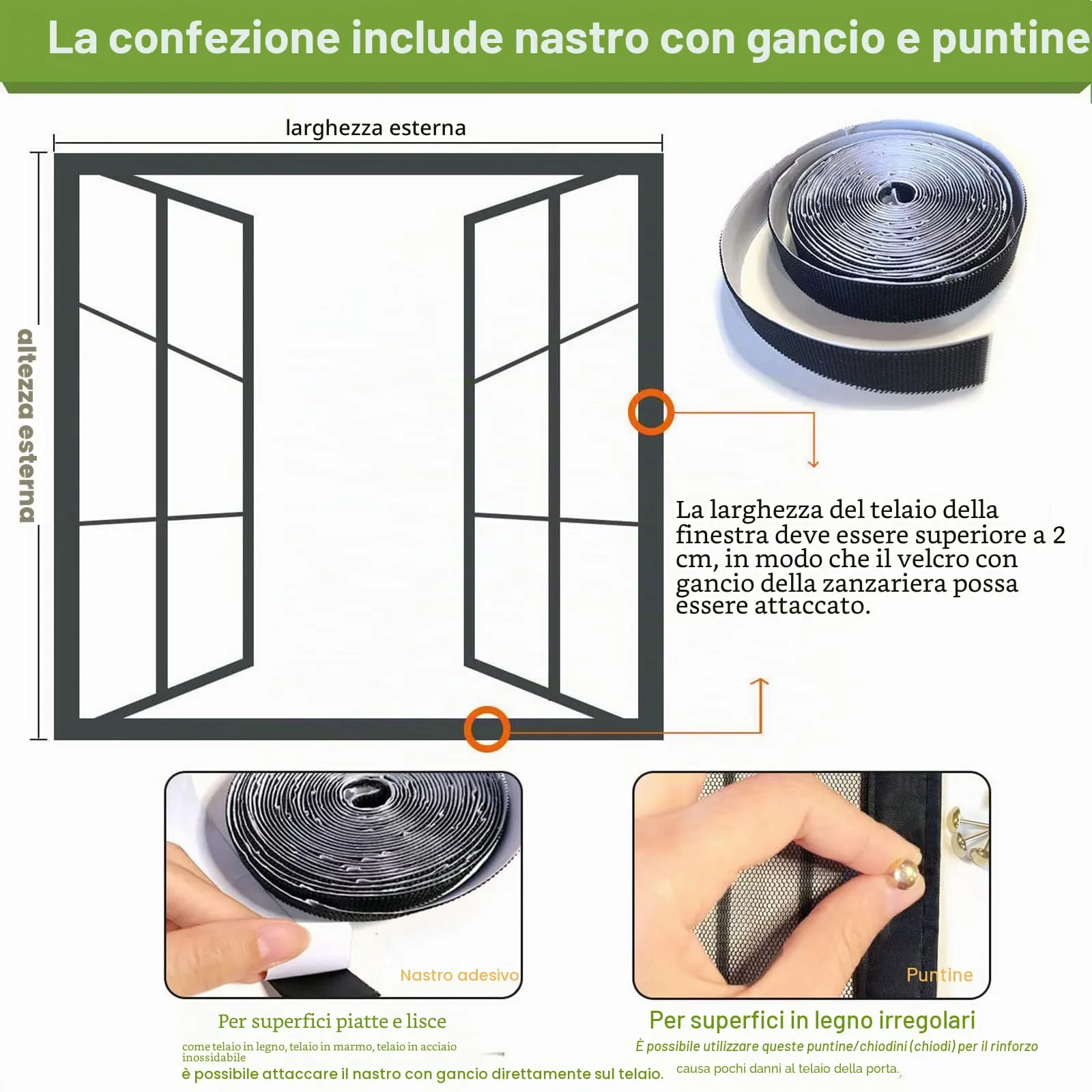 Risareyi Zanzariera Magnetica Porta Finestra 60x130cm, Nero, Rete Fine - immagine 4