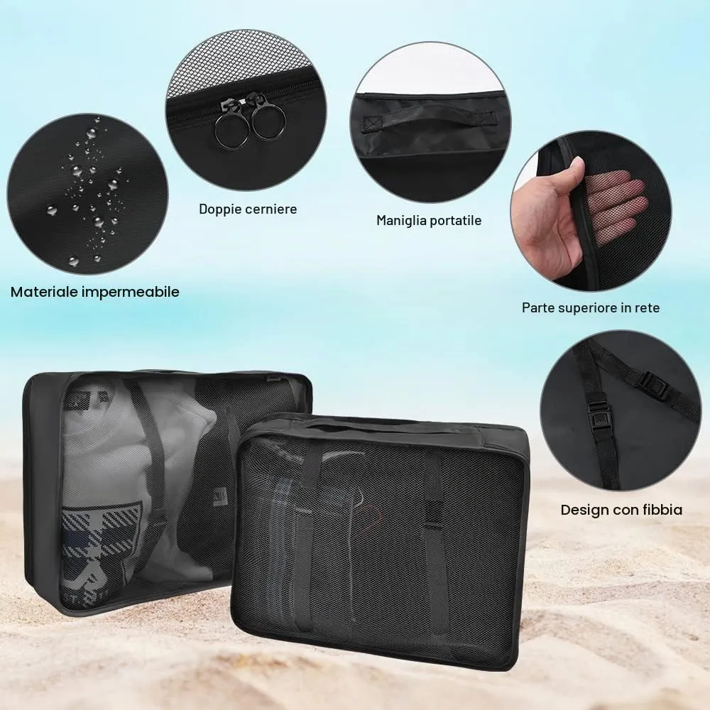 OSDUE Set Organizer da Viaggio, 8 Pezzi, Cubi da Imballaggio per Vestiti, Scarpe e Cosmetici - immagine 3