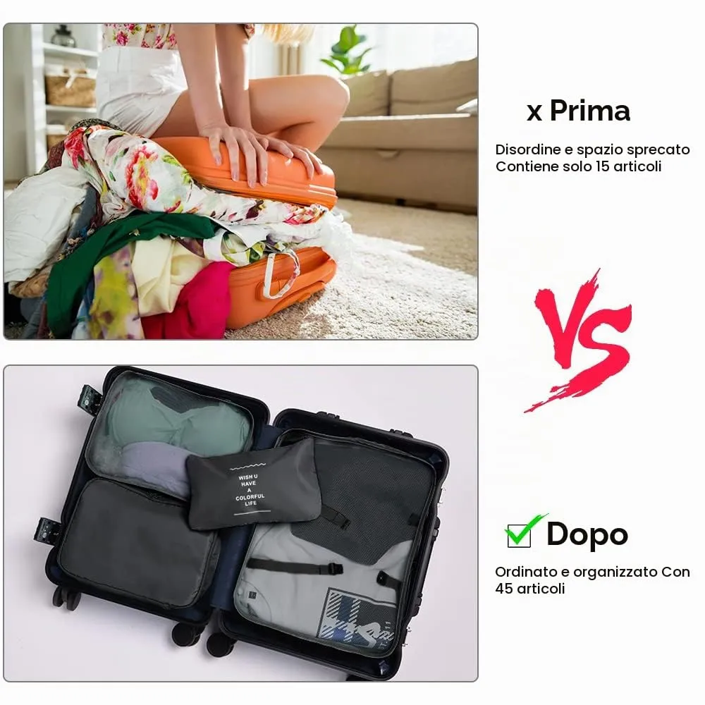 OSDUE Set Organizer da Viaggio, 8 Pezzi, Cubi da Imballaggio per Vestiti, Scarpe e Cosmetici - immagine 4