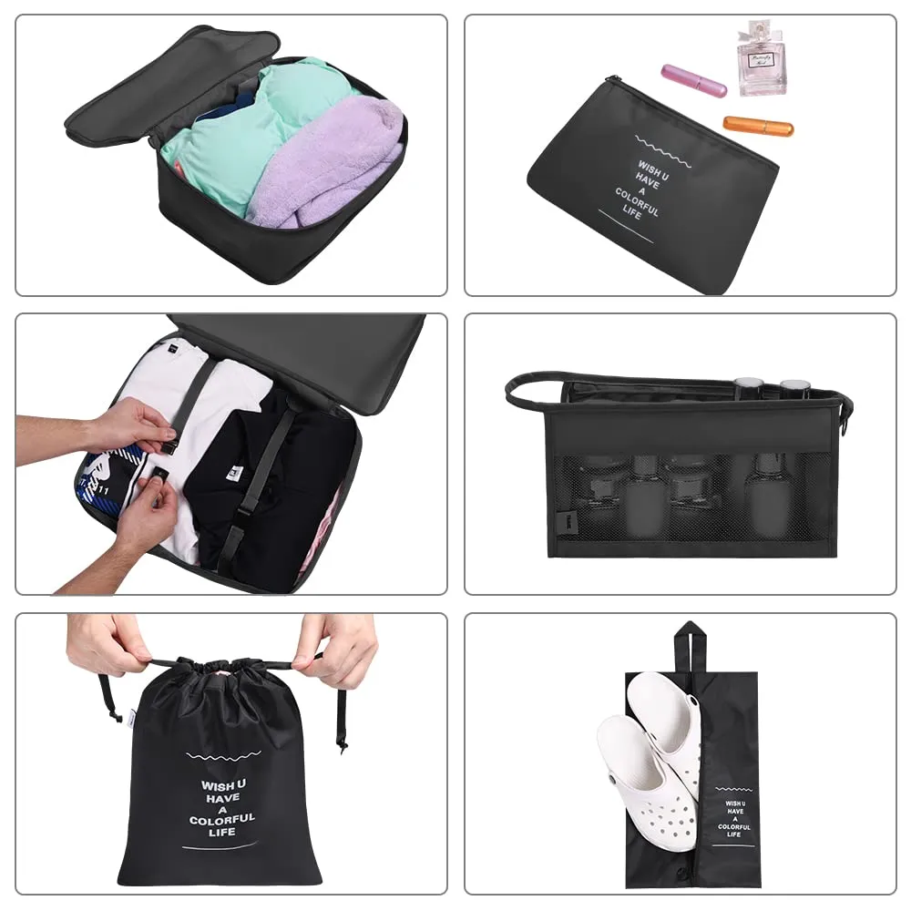 OSDUE Set Organizer da Viaggio, 8 Pezzi, Cubi da Imballaggio per Vestiti, Scarpe e Cosmetici - immagine 5