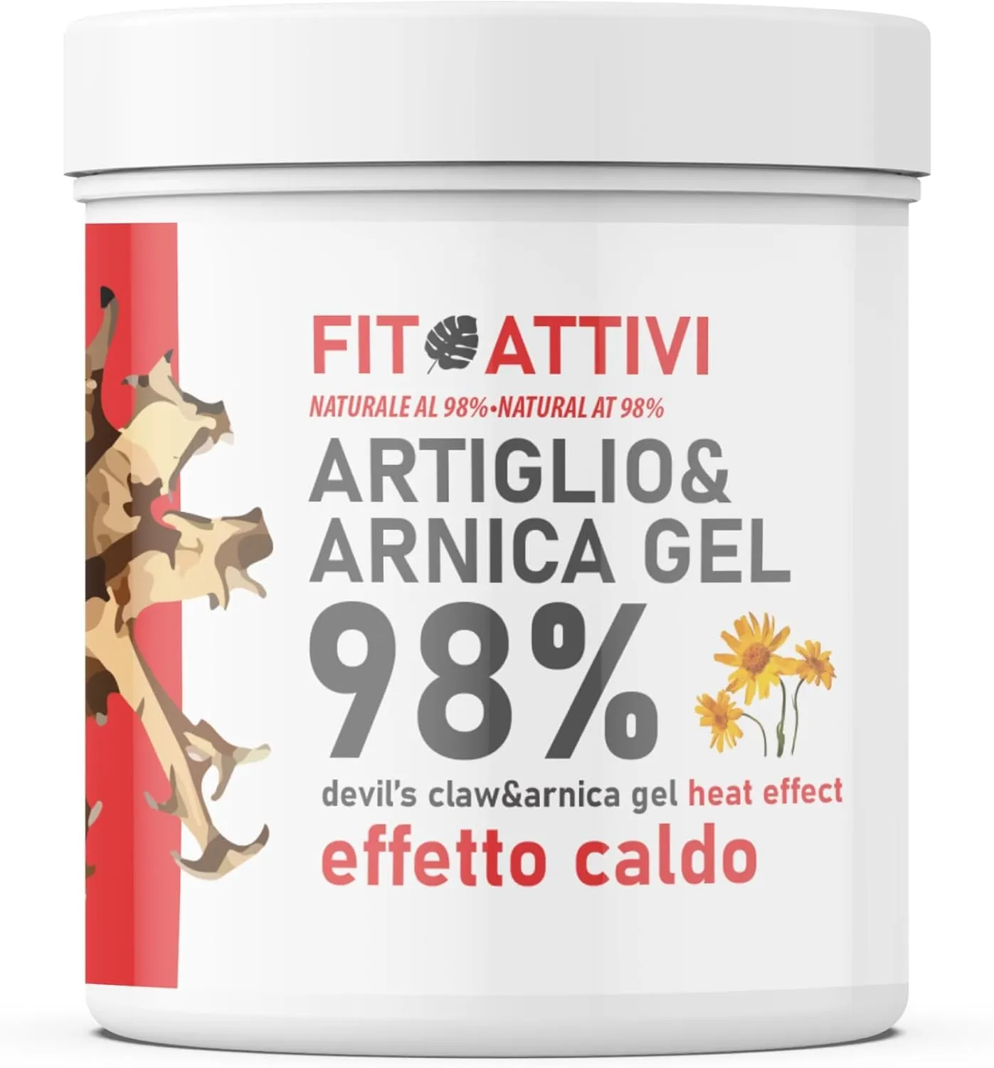 Fitoattivi Natura e Benessere Artiglio del Diavolo Forte e Arnica Gel Effetto Caldo con Canfora e Vitamina E, 550ml - immagine 1