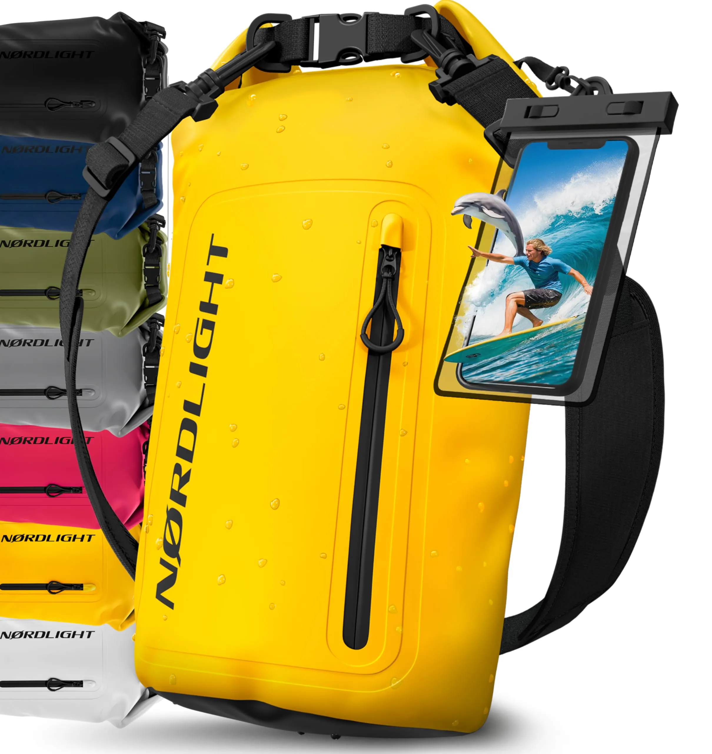 Nordlight Dry Bag 30L con Custodia per Cellulare, Giallo - immagine 1