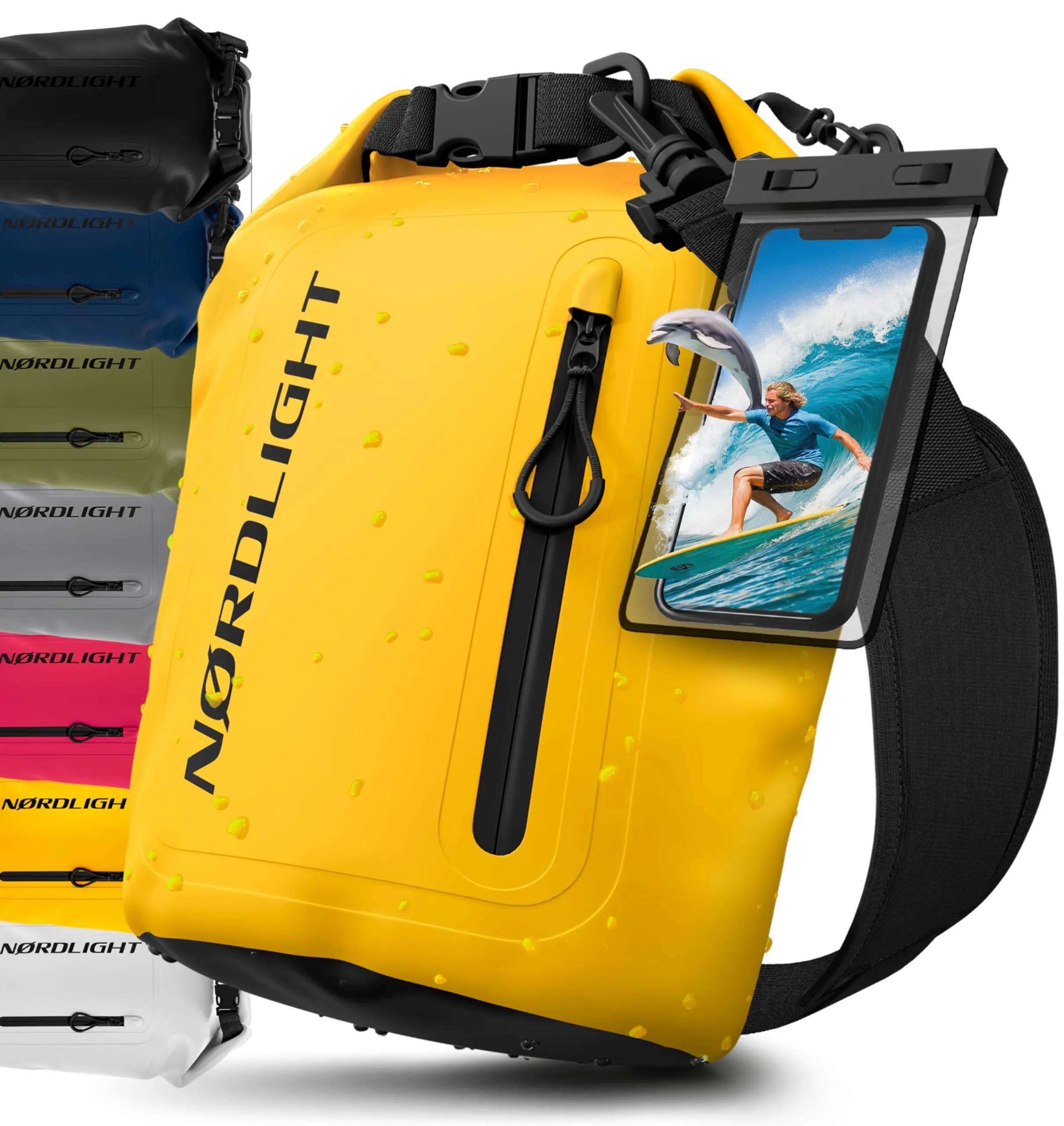 Nordlight Dry Bag Impermeabile con Custodia per Cellulare, 5 Litri - Giallo - immagine 1