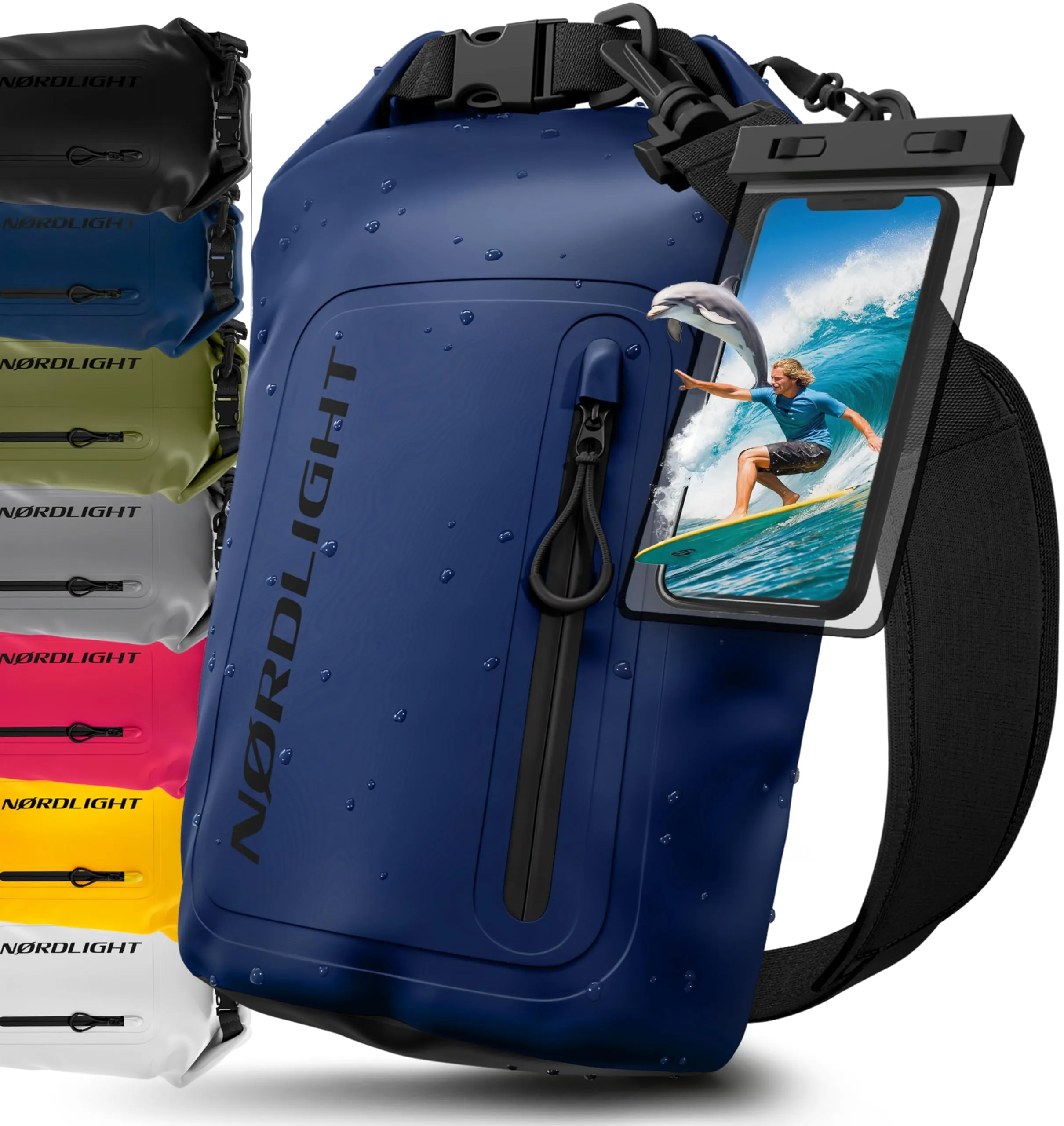 Nordlight Dry Bag Sacca Impermeabile con Custodia per Cellulare, 10 Litri - Navyblue - immagine 1