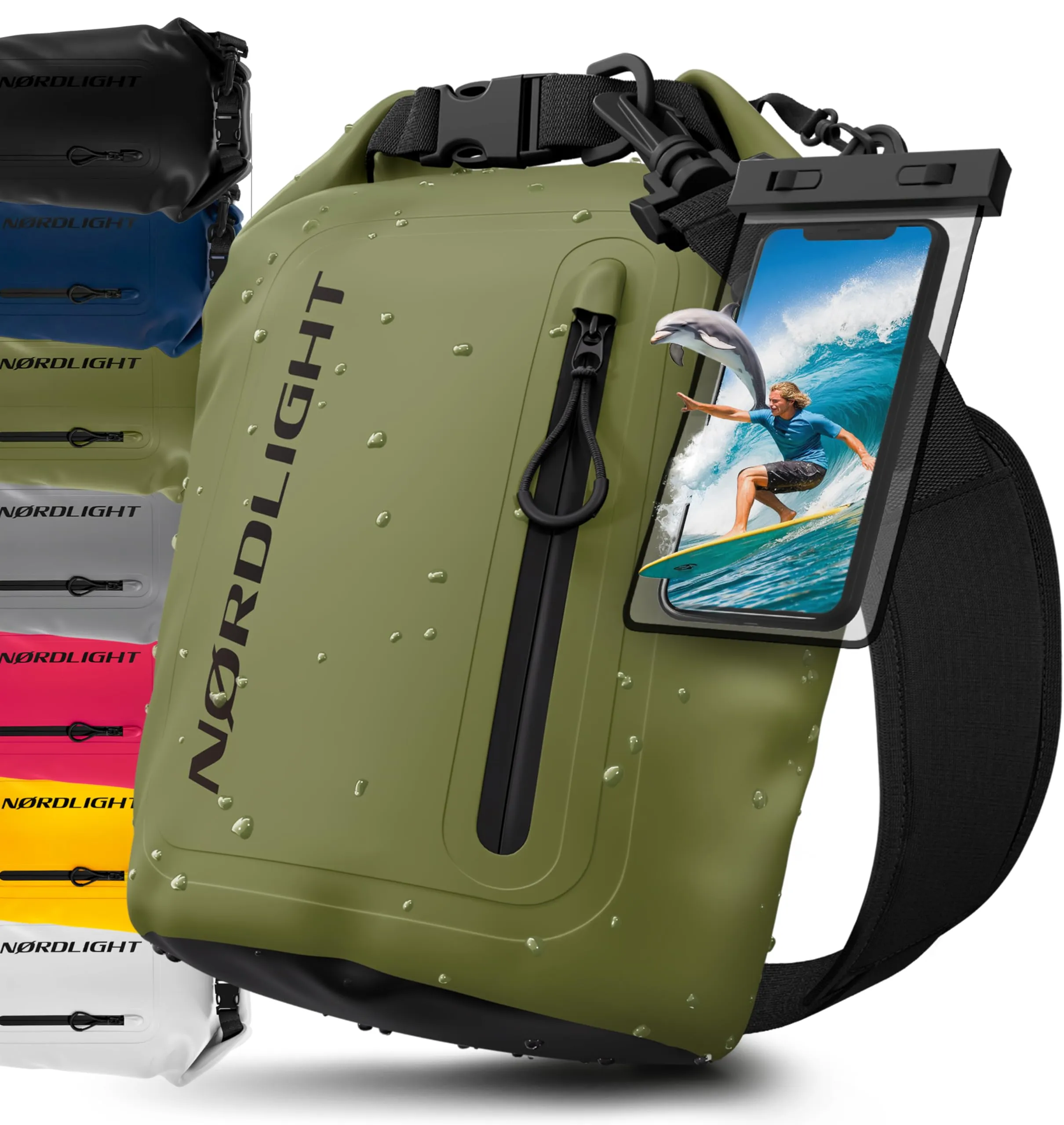 Nordlight Dry Bag 5L con Custodia per Cellulare - Verde Oliva - immagine 1