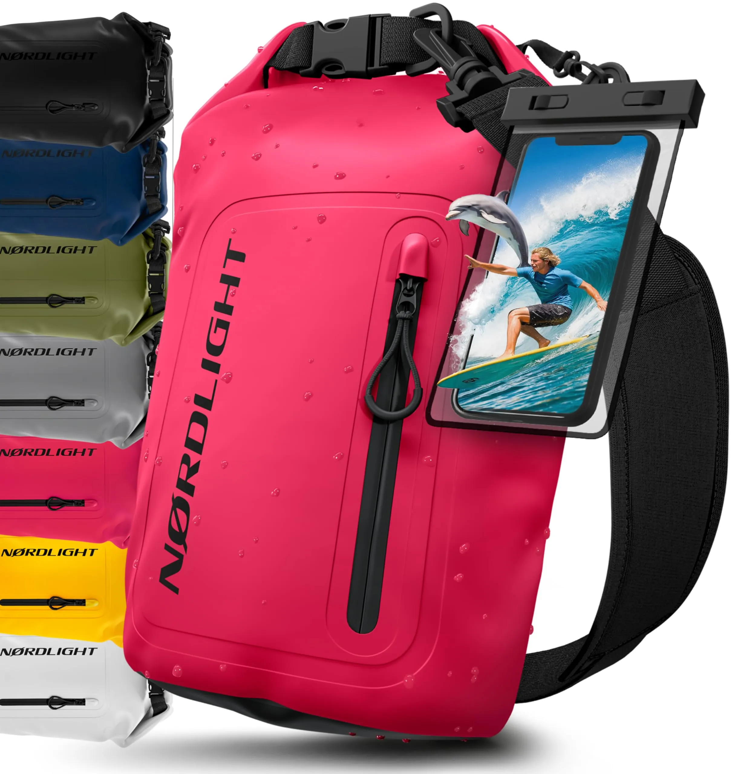 Nordlight Dry Bag 10L con Custodia per Cellulare, Rosa - immagine 1