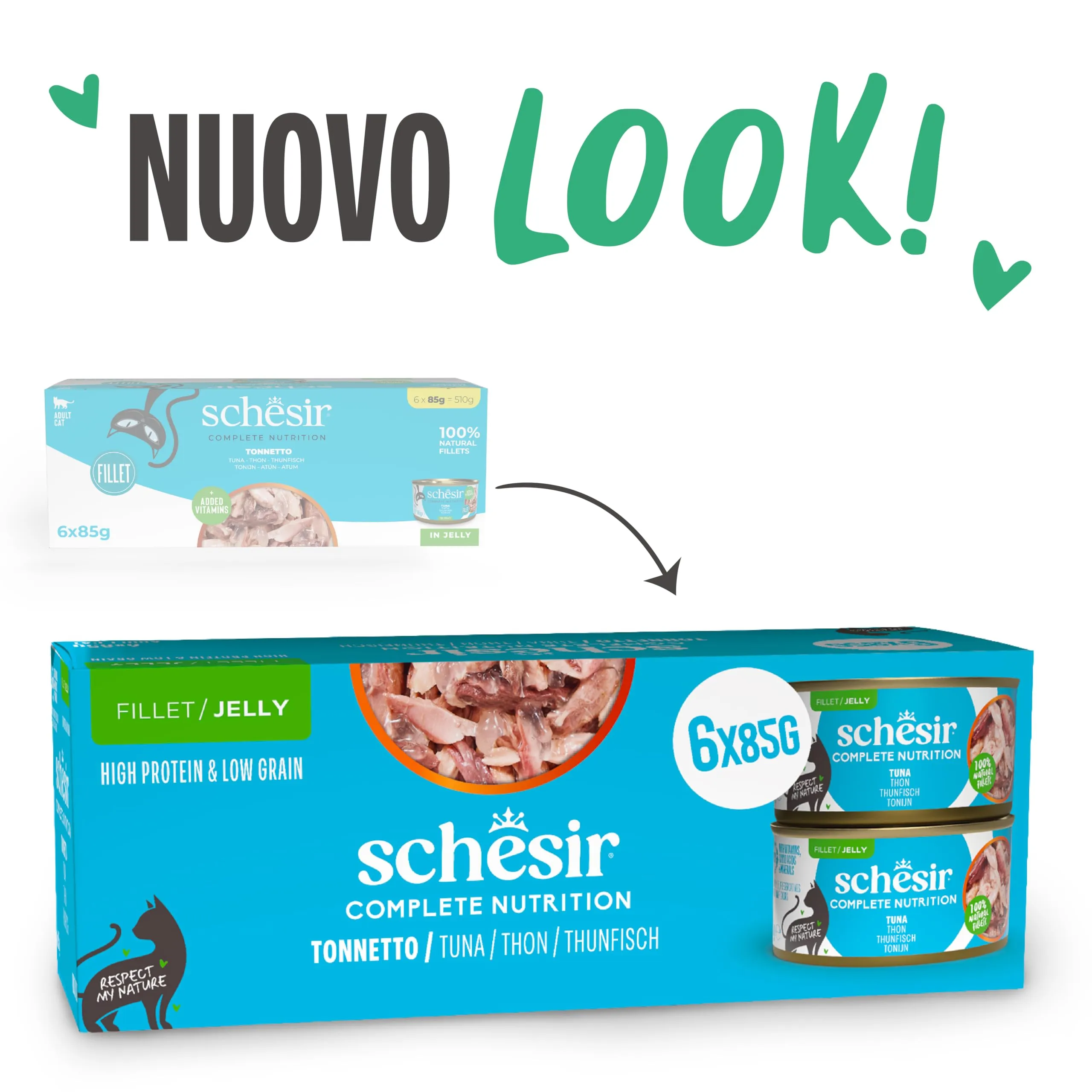 Schesir Tonnetto in Gelatina Cibo Umido Completo per Gatti, 6 x 85g - immagine 2