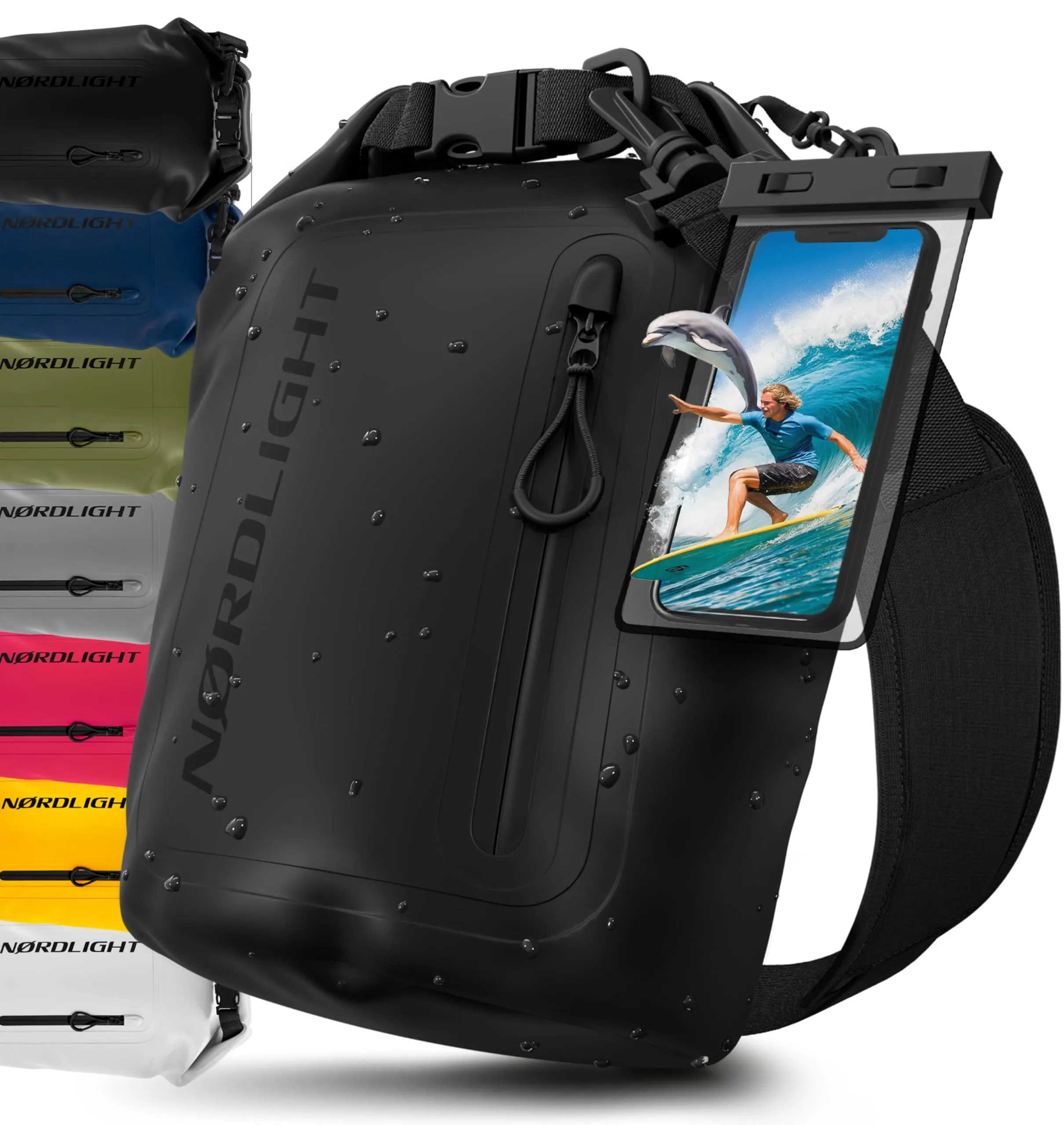 Nordlight Dry Bag Impermeabile con Custodia per Cellulare, Nero, 5 Litri - immagine 1