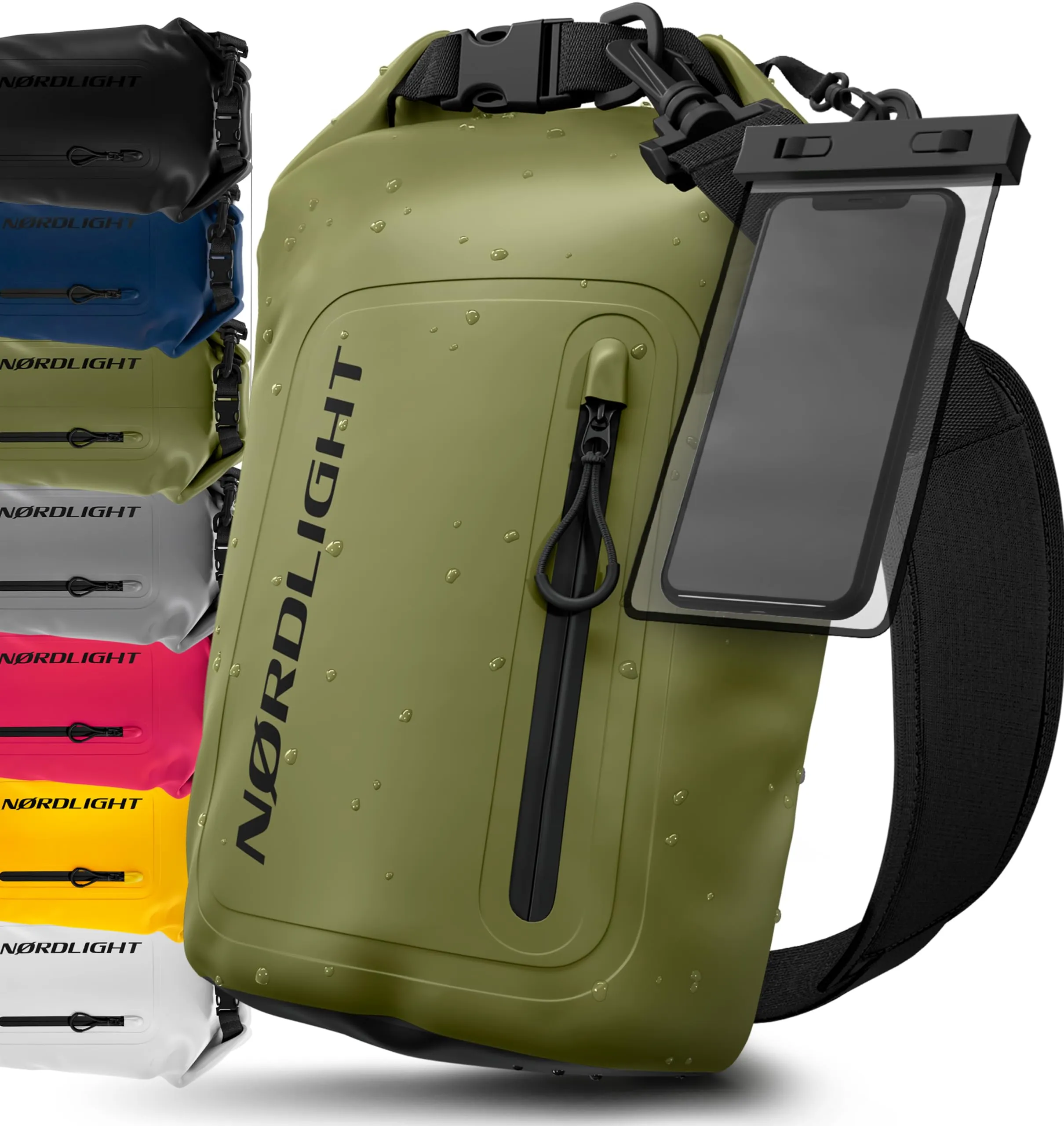 Nordlight Dry Bag 10L con Custodia per Cellulare, Verde Oliva - immagine 1