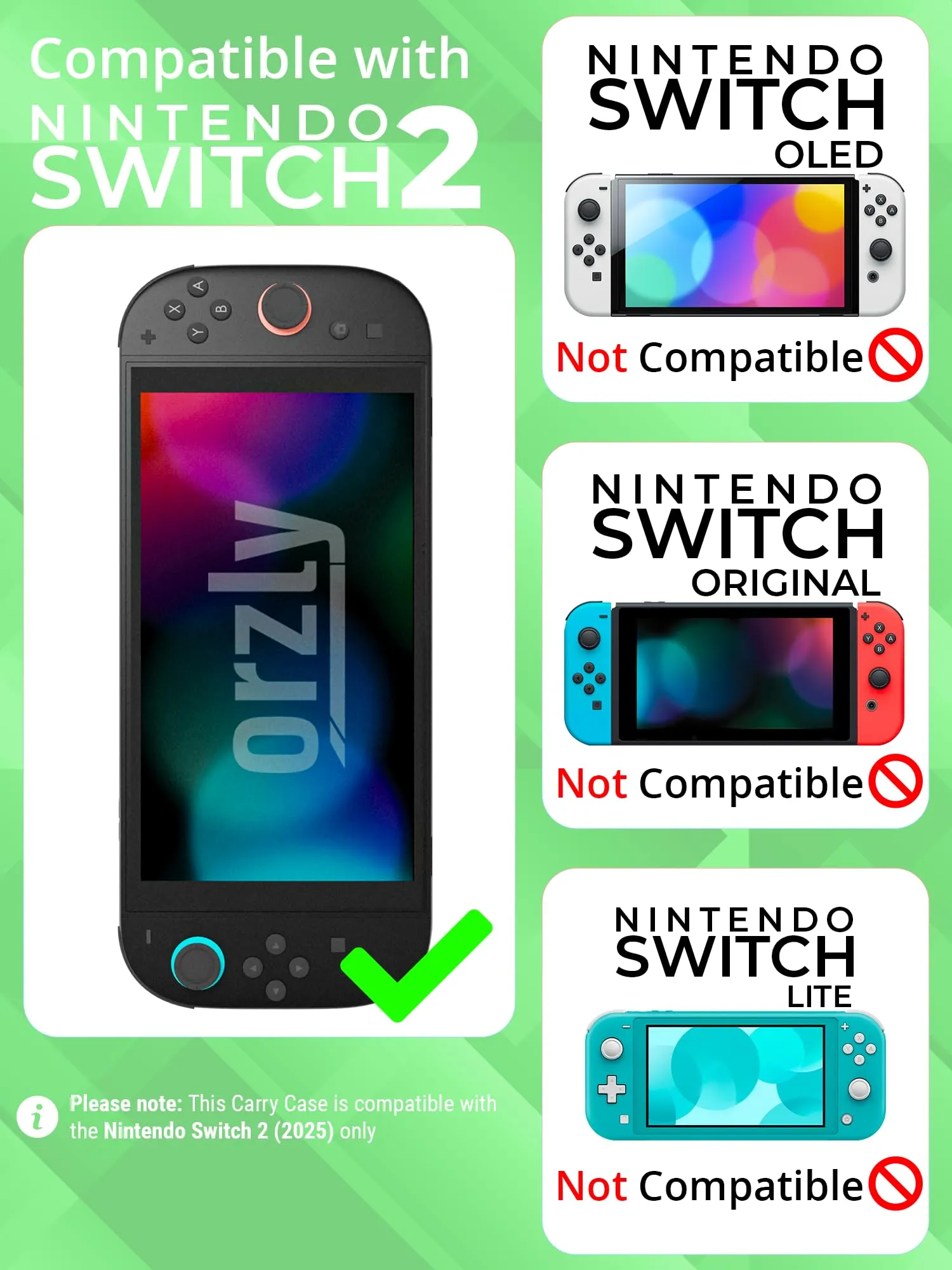 Orzly Custodia per Nintendo Switch 2, Verde/Bianco - immagine 2