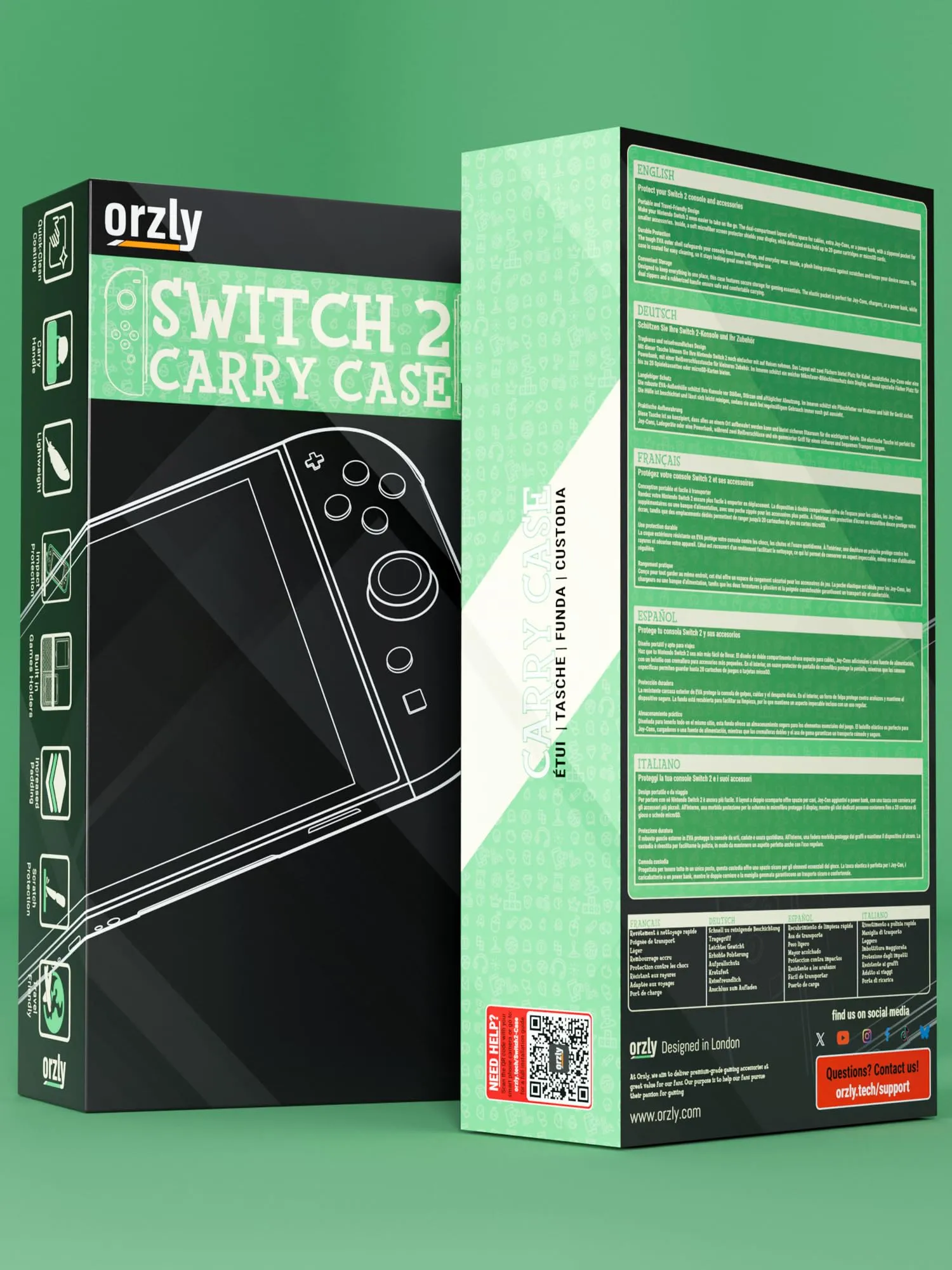 Orzly Custodia per Nintendo Switch 2, Verde/Bianco - immagine 3