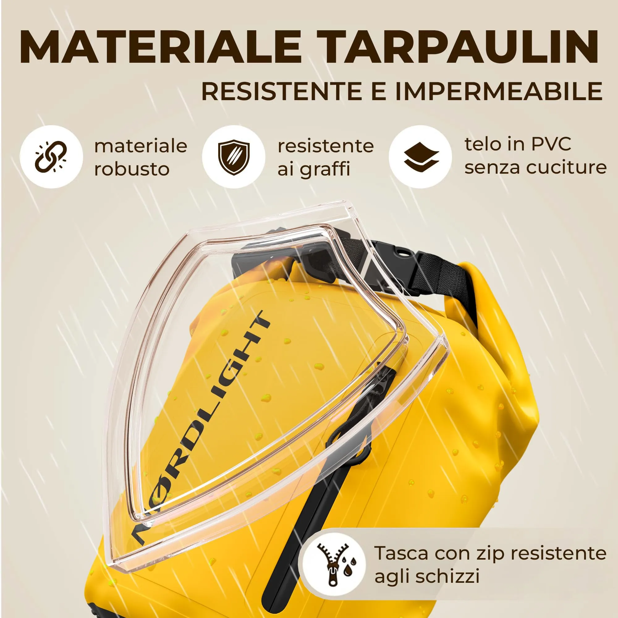 Nordlight Dry Bag 20 Litri con Custodia per Cellulare - Giallo - immagine 5
