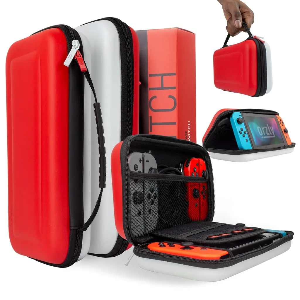 Orzly Custodia da Trasporto per Nintendo Switch e Switch OLED - Rosso/Bianco - immagine 2
