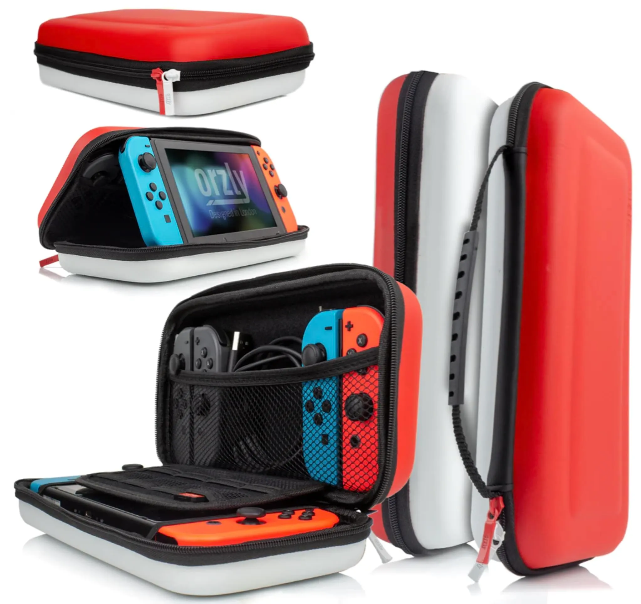 Orzly Custodia da Trasporto per Nintendo Switch e Switch OLED - Rosso/Bianco - immagine 3