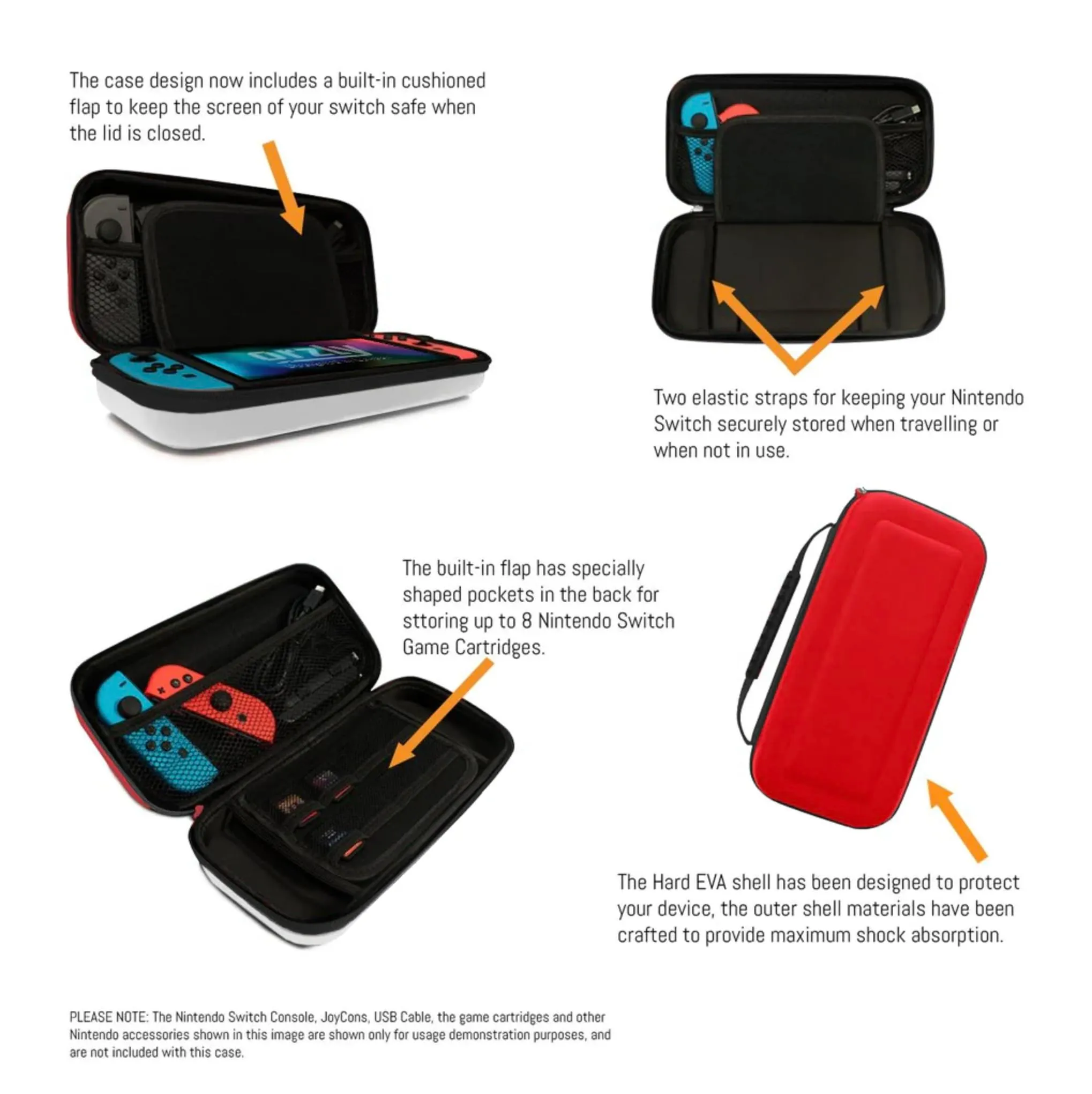 Orzly Custodia da Trasporto per Nintendo Switch e Switch OLED - Rosso/Bianco - immagine 7