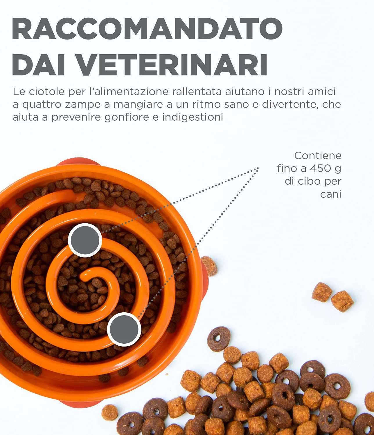 Outward Hound Fun Feeder Slo-Bowl Ciotola Anti-ingozzamento per Cani, Grande, Arancione - immagine 2