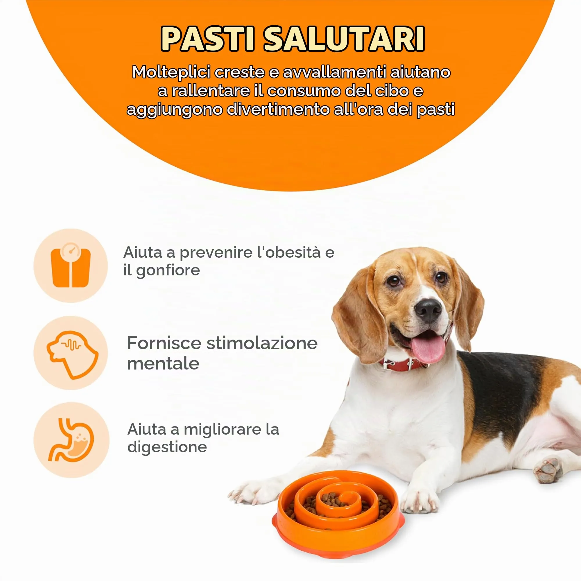 Outward Hound Fun Feeder Slo-Bowl Ciotola Anti-ingozzamento per Cani - Medio - Arancione - immagine 2