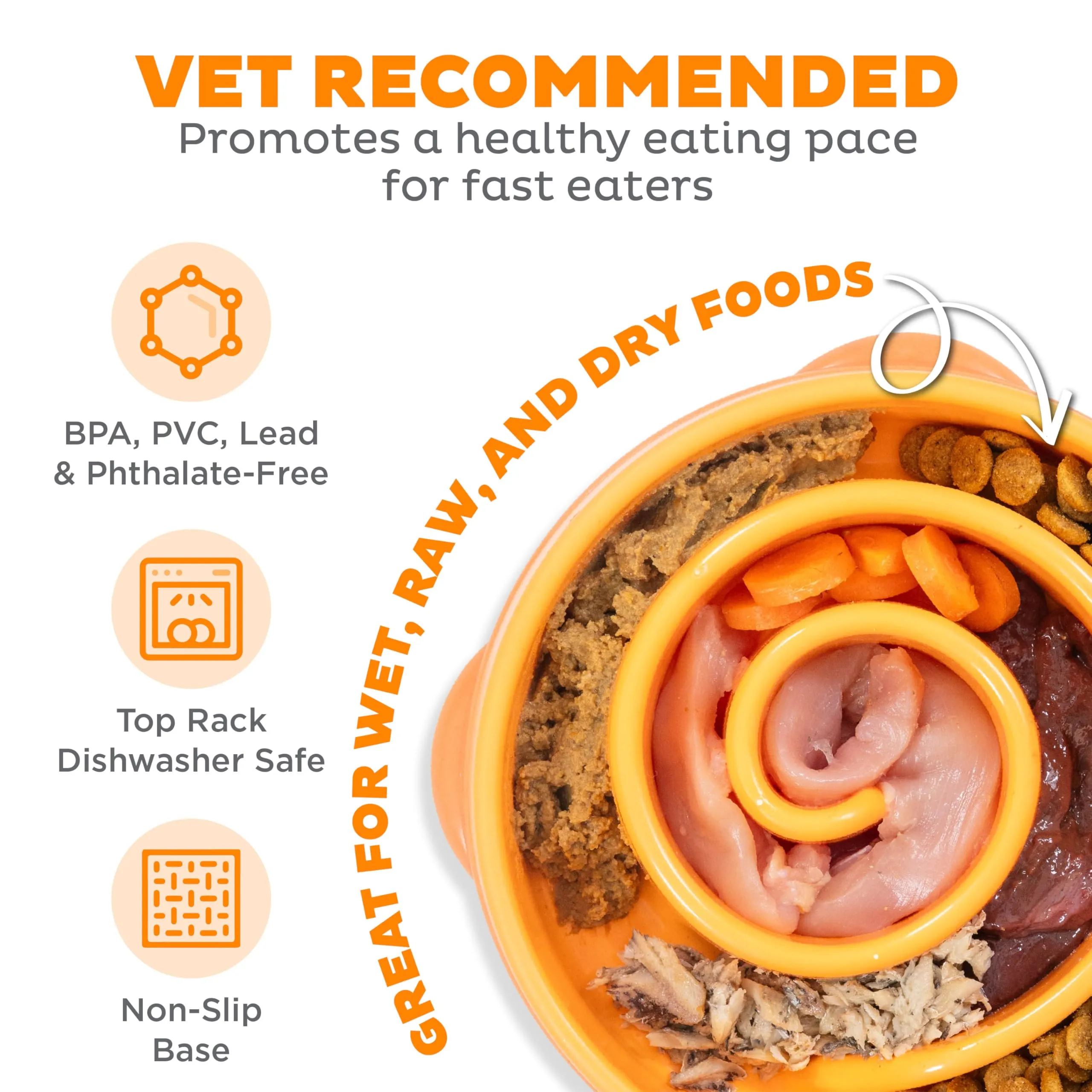 Outward Hound Fun Feeder Slo-Bowl Ciotola Anti-ingozzamento per Cani - Medio - Arancione - immagine 3